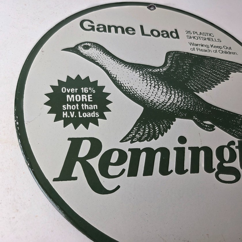 Vintage Remington Game Load Porcelain Sign – Bird Shotshell Hunting Sign