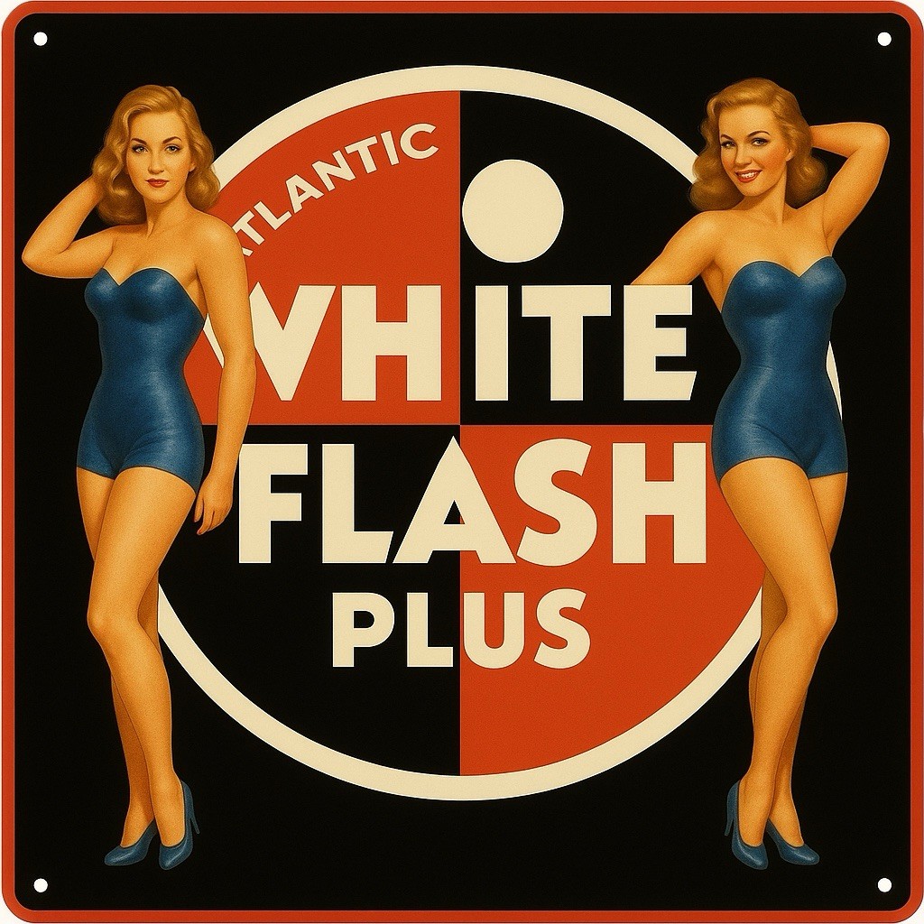 Atlantic White Flash Plus Gasoline Oil Vintage Style Metal Sign