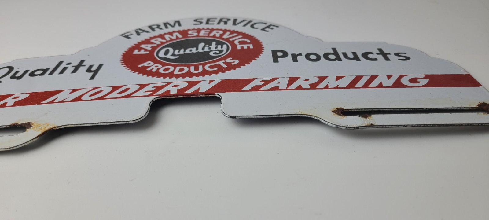 Vintage Farm Sign Topper – Gas Tractor Auto Car Porcelain License Plate Topper