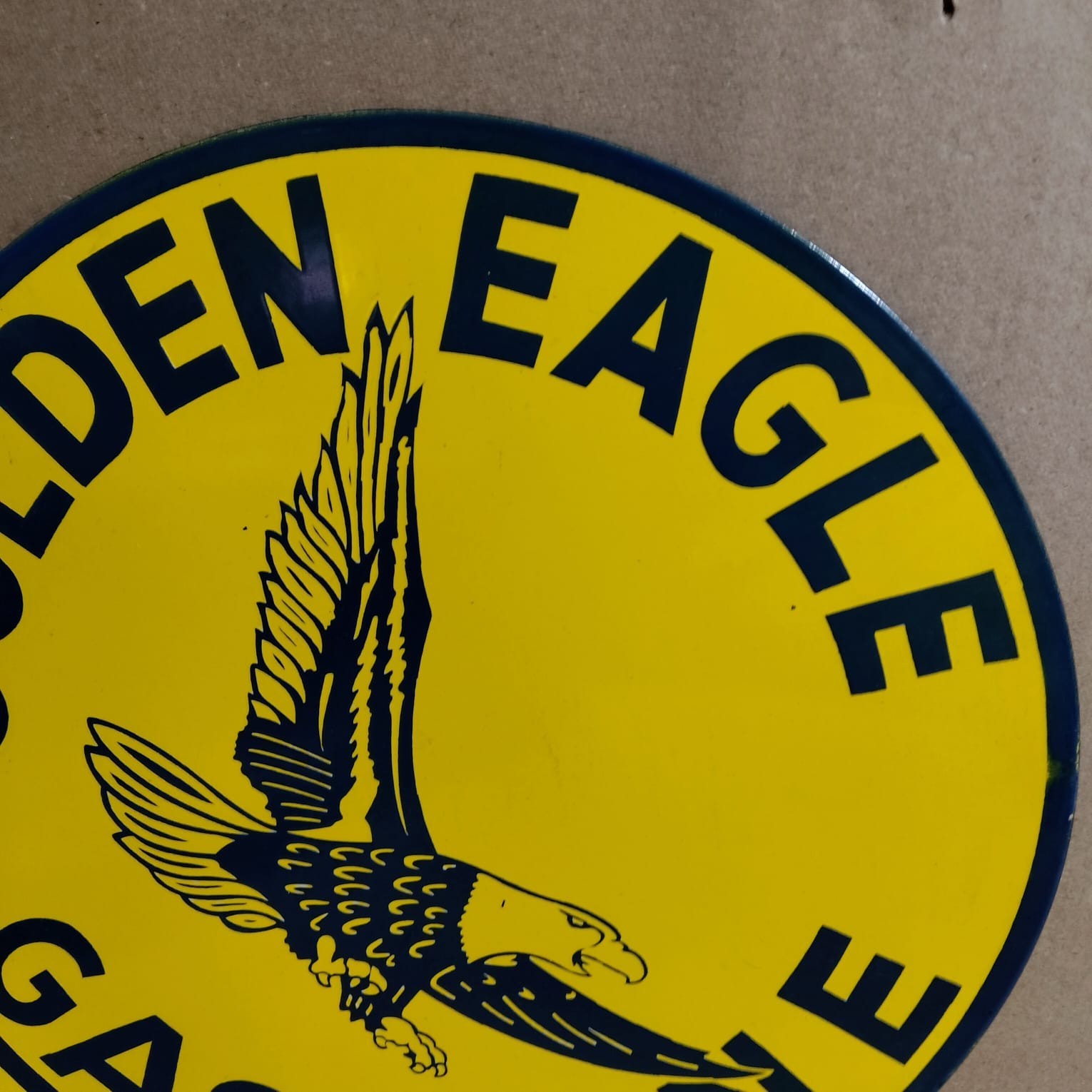 Golden Eagle Gasoline Porcelain Enamel Sign 19.5 x 17 Inches 2 Sided