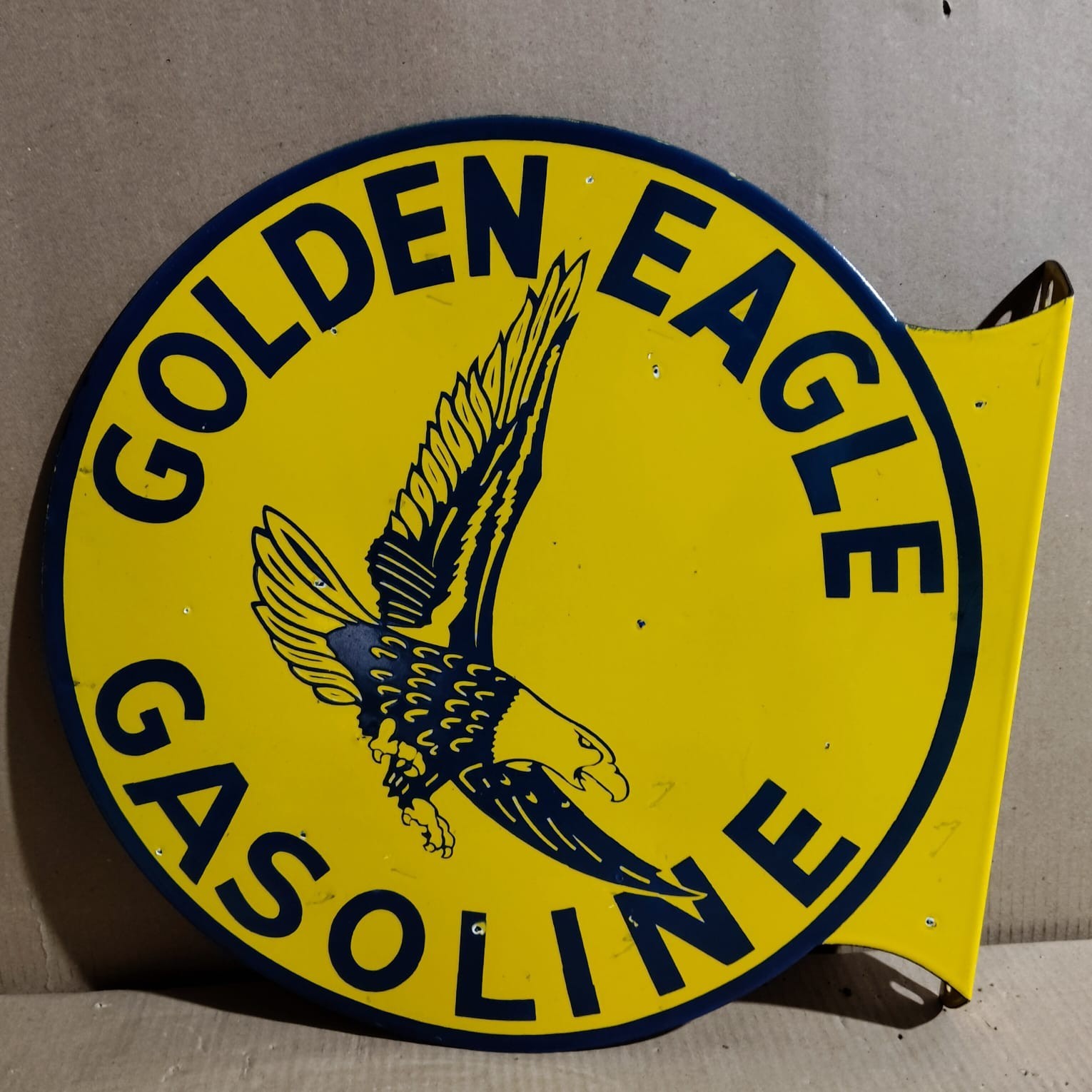 Golden Eagle Gasoline Porcelain Enamel Sign 19.5 x 17 Inches 2 Sided