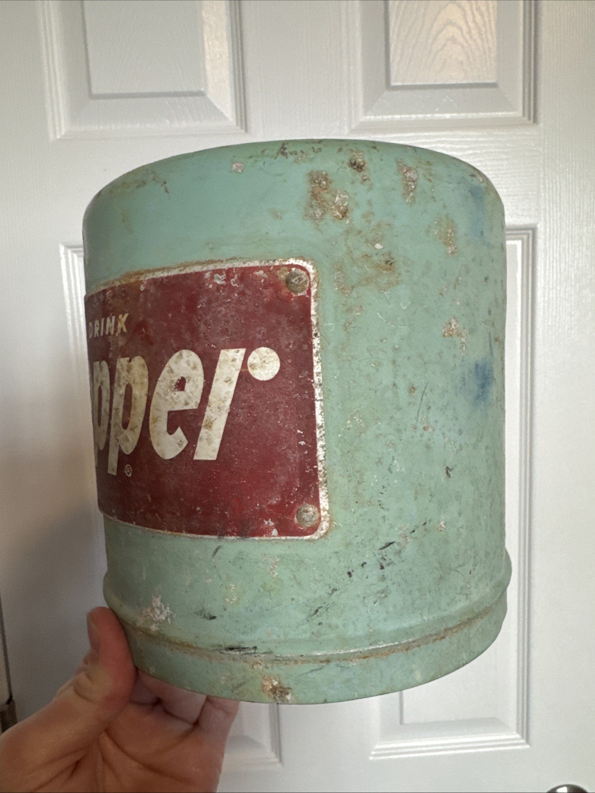 RARE Rusted Vintage Teal Blue Dr. Pepper Oil Pump Advertisement Metal Primitive