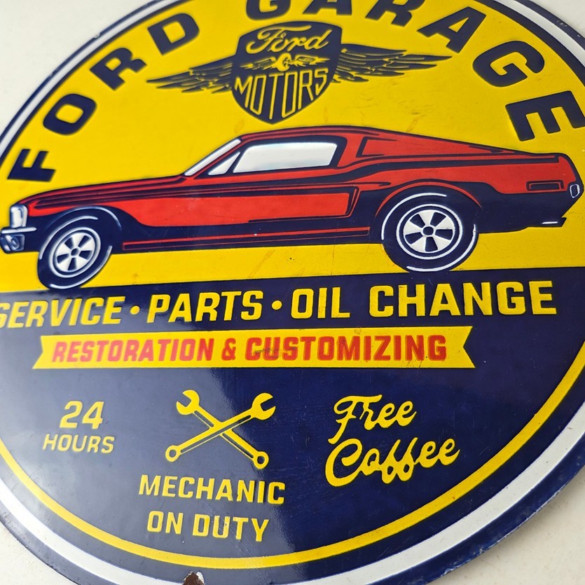 Vintage Ford Motors Sign – Garage Gas Pump Classic Automotive Porcelain Sign