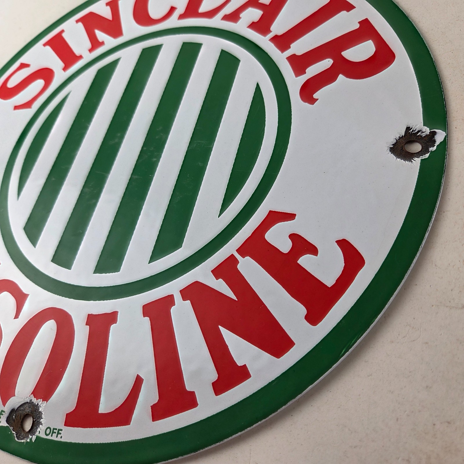 Vintage Sinclair Gasoline Porcelain – Service Station Gas Pump Plate Sign