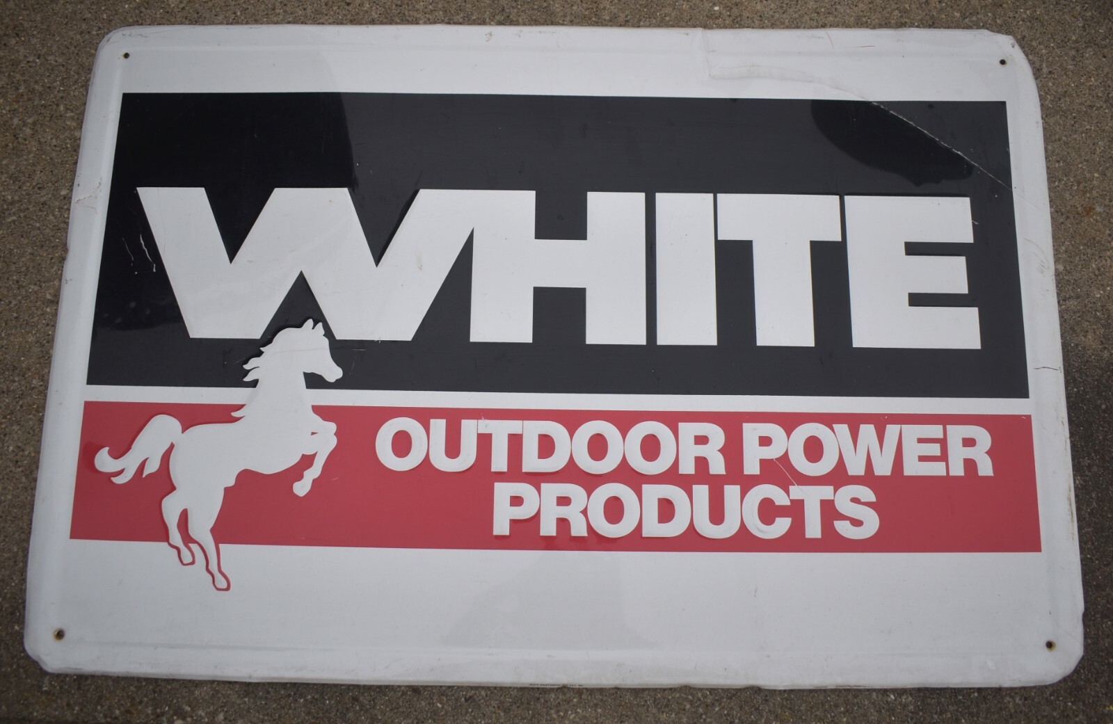 Vintage WHITE OUTDOOR POWER Equipment GAS & OIL Small Engines Advertising SIGN