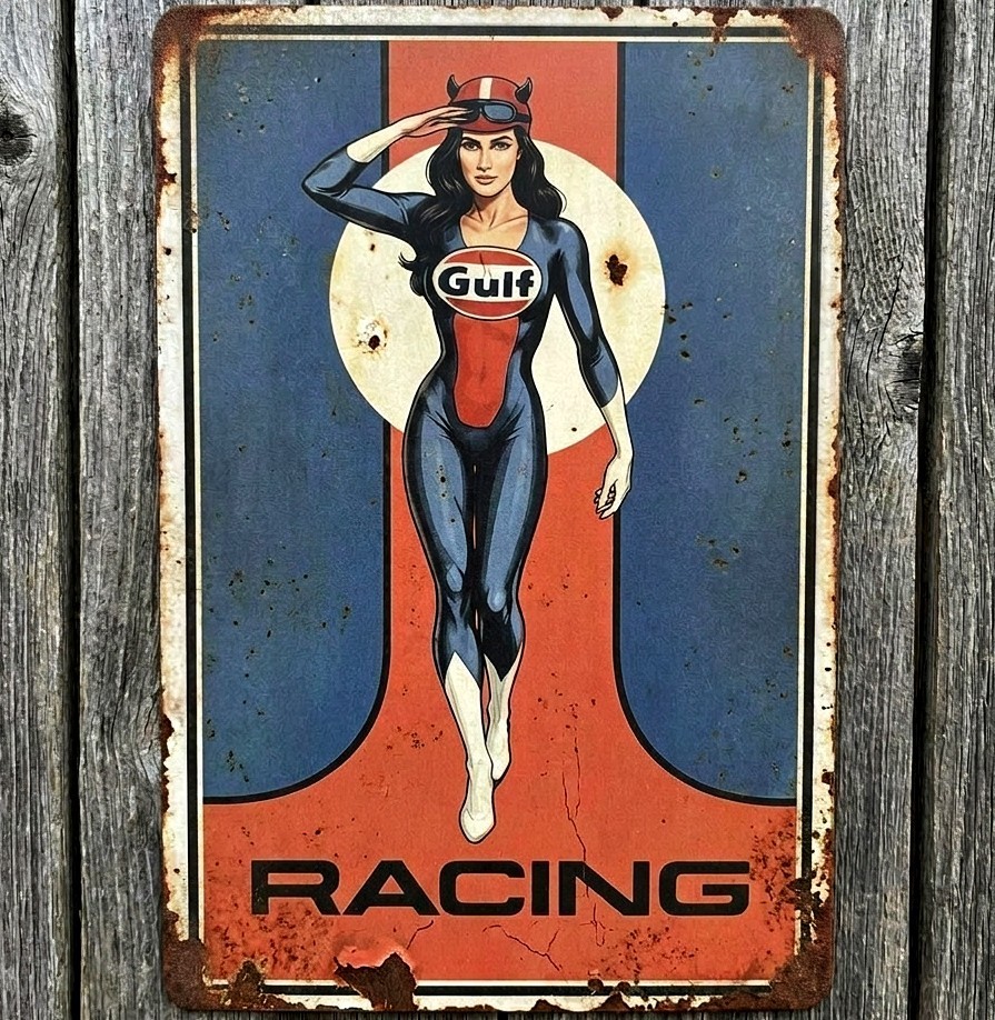 Gulf Racing 8 x 12 Vintage Novelty Metal Sign Made In USA New!