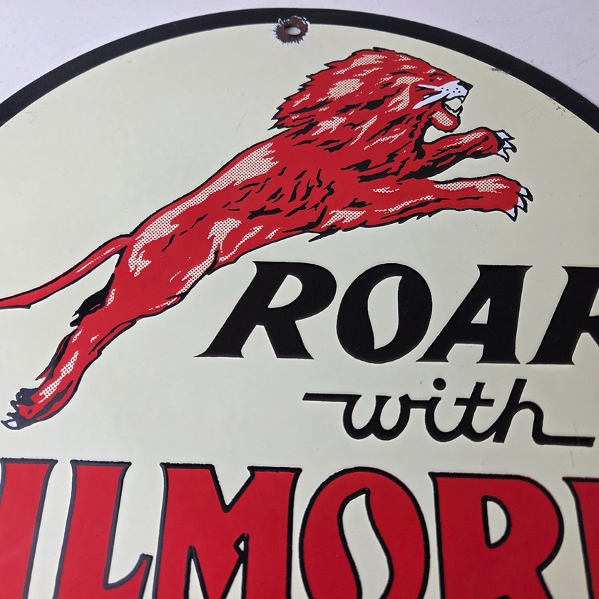Vintage Gilmore Gasoline Sign – Service Station Porcelain Gas Pump Ad Sign