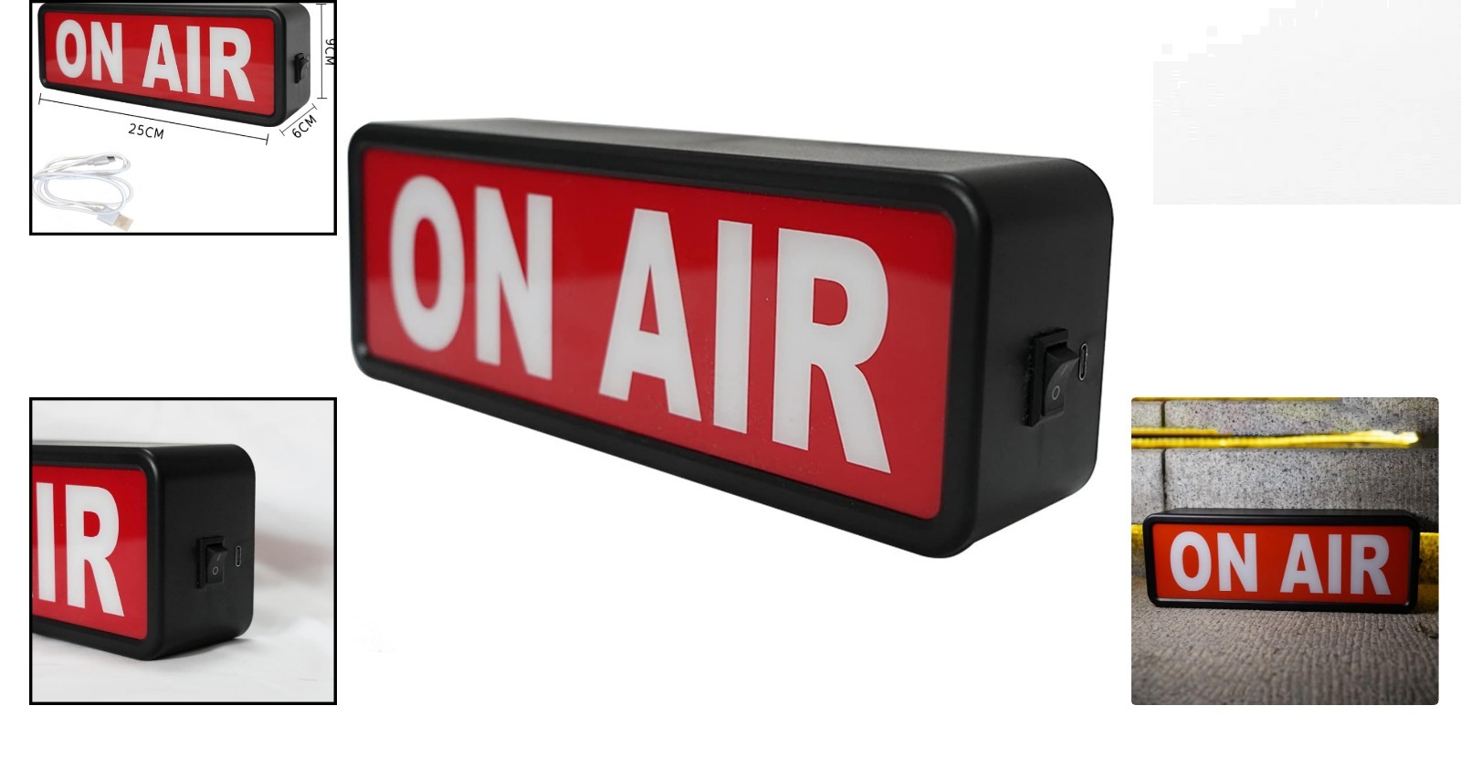 Modern Battery-Powered ON AIR LED Sign – Perfect for Streamers & Influencers