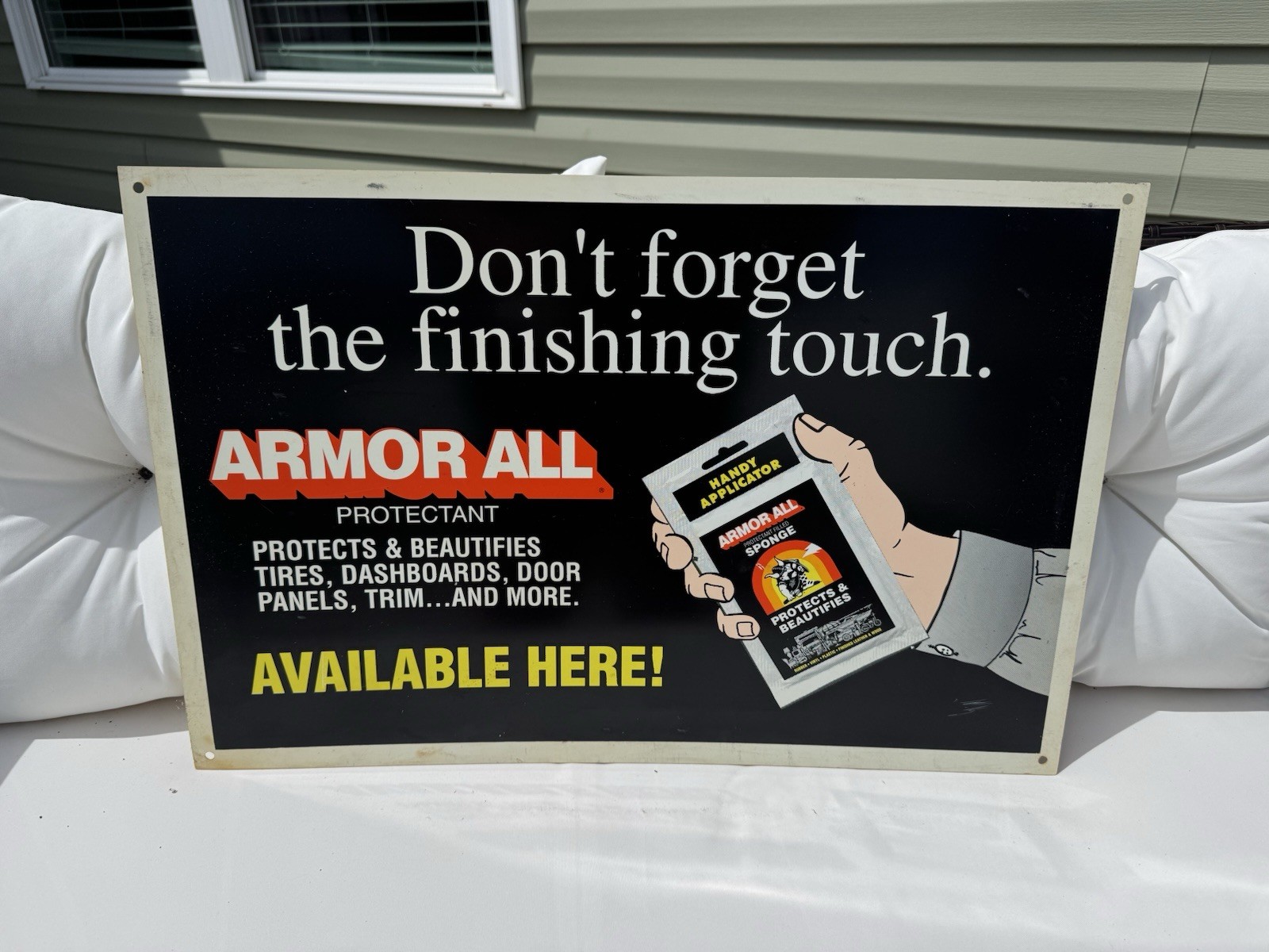 Vintage 1980s Armor All Sign Automobile Advertising Car Speed Shop Gas Oil