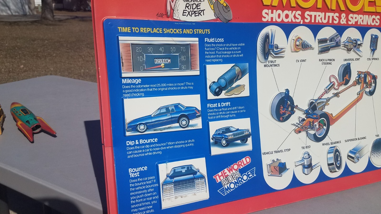 1988 Large Monroe Shocks Struts Springs Embossed 3D Vaccuform Plastic Sign