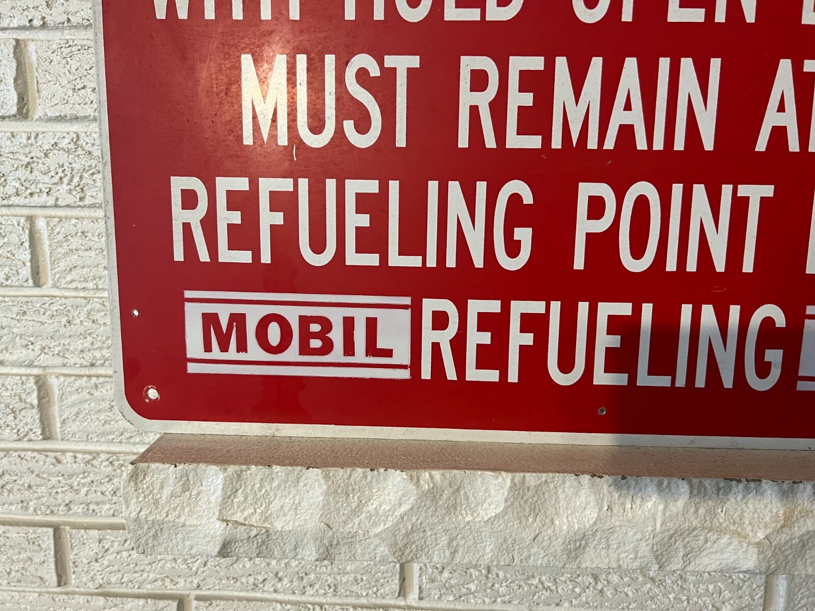 Antique Original Mobil oil Co. refueling Point Aluminum Sign 36 x 24″