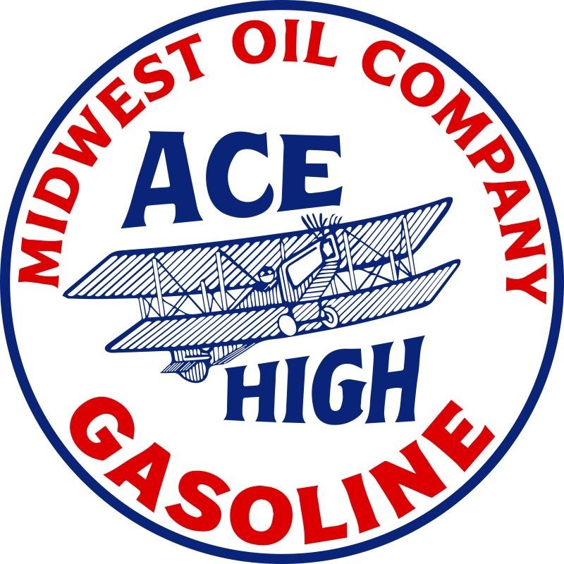Midwest Oil Co. ACE HIGH Gasoline Gas Station NEW 28″ Dia. Round Sign USA STEEL