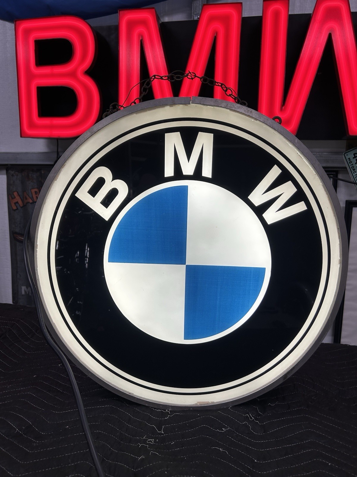 BMW Double Sided Illuminated Dealer Sign Underwriters Rare Collectible