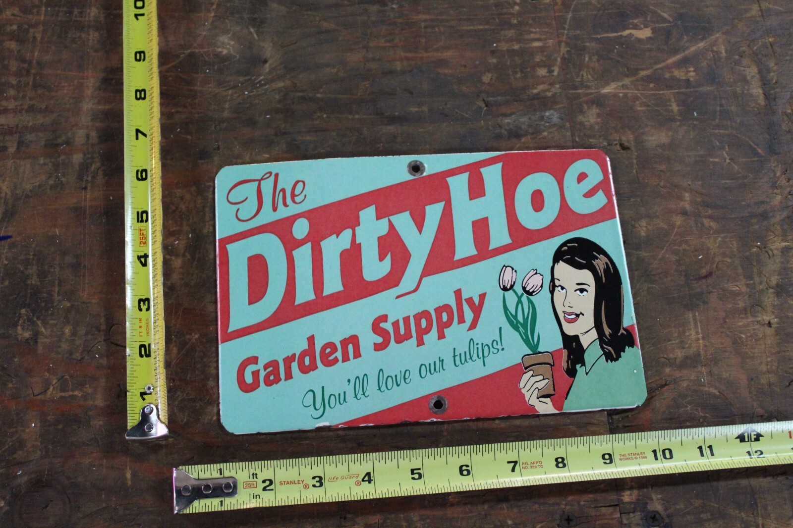DIRTY HOE GARDEN SUPPLY PORCELAIN METAL SIGN BROTHEL VEGAS STRIP CLUB HOOKER GAS