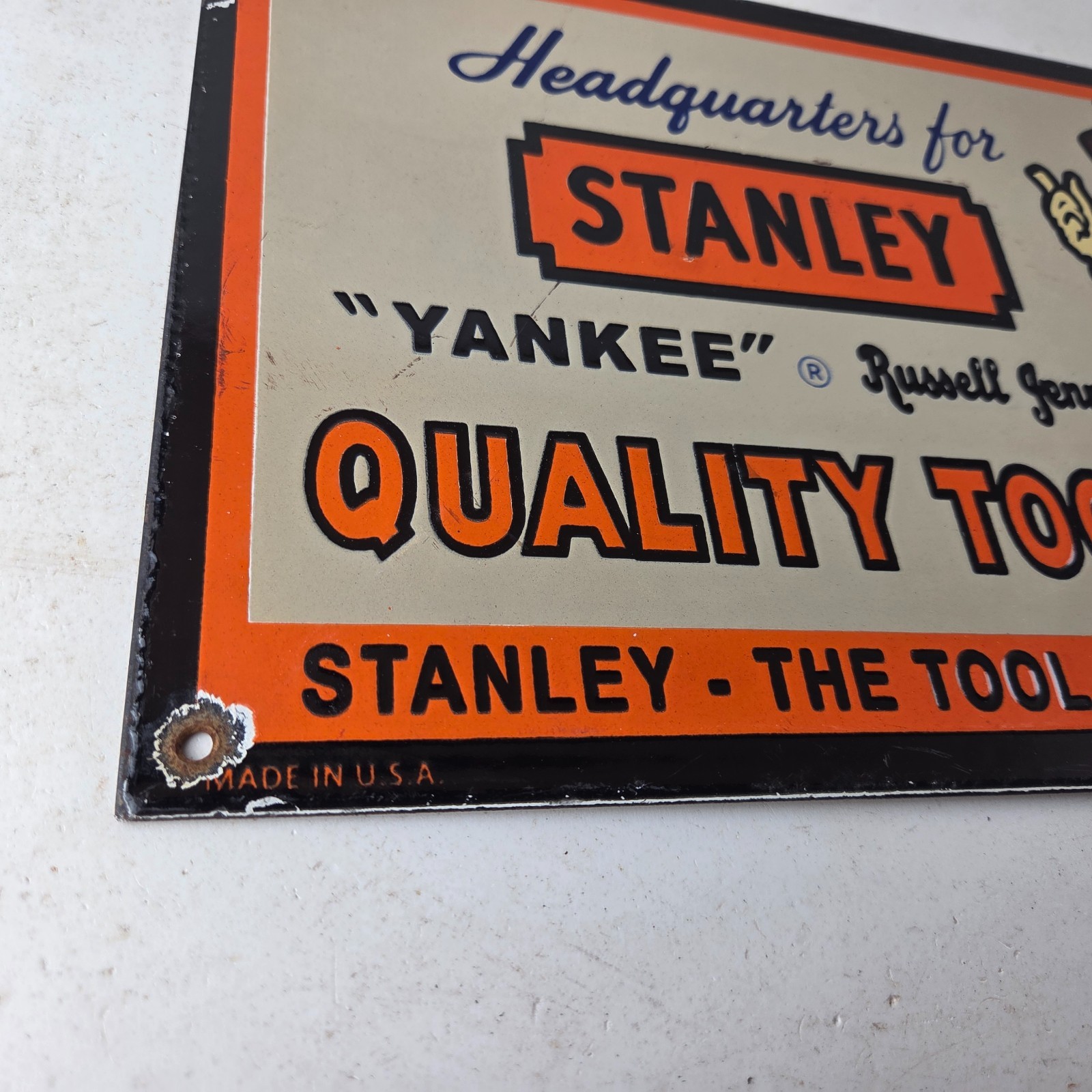 Vintage Stanley Tools Sign – Gas Auto Mechanic Garage Shop Porcelain Sign