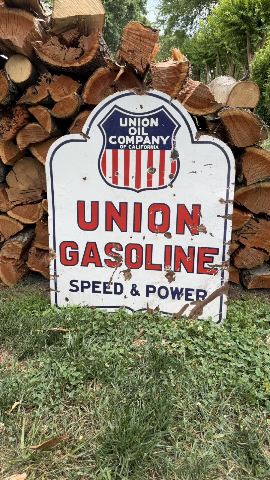 💯 original PORCELAIN UNION GASOLINE ENAMEL SIGN 26 by 32 INCHES DOUBLE SIDED