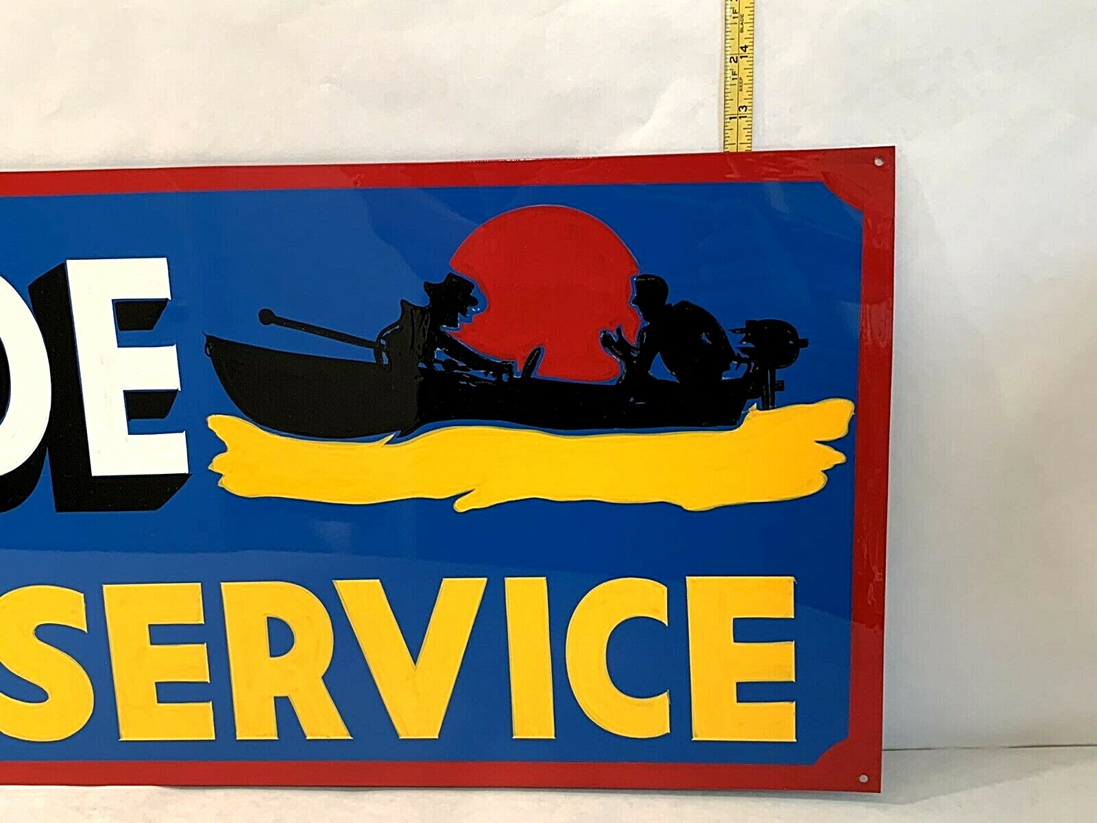 36” Vintage Hand Painted Evinrude Boat Parts Service Shop Sign Fishing Gas Oil