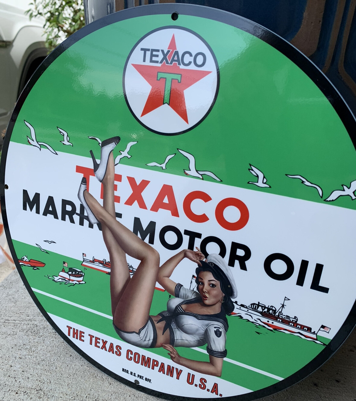 Vintage Style Texaco Girl Marine Gasoline Heavy Steel Metal Top Quality Sign