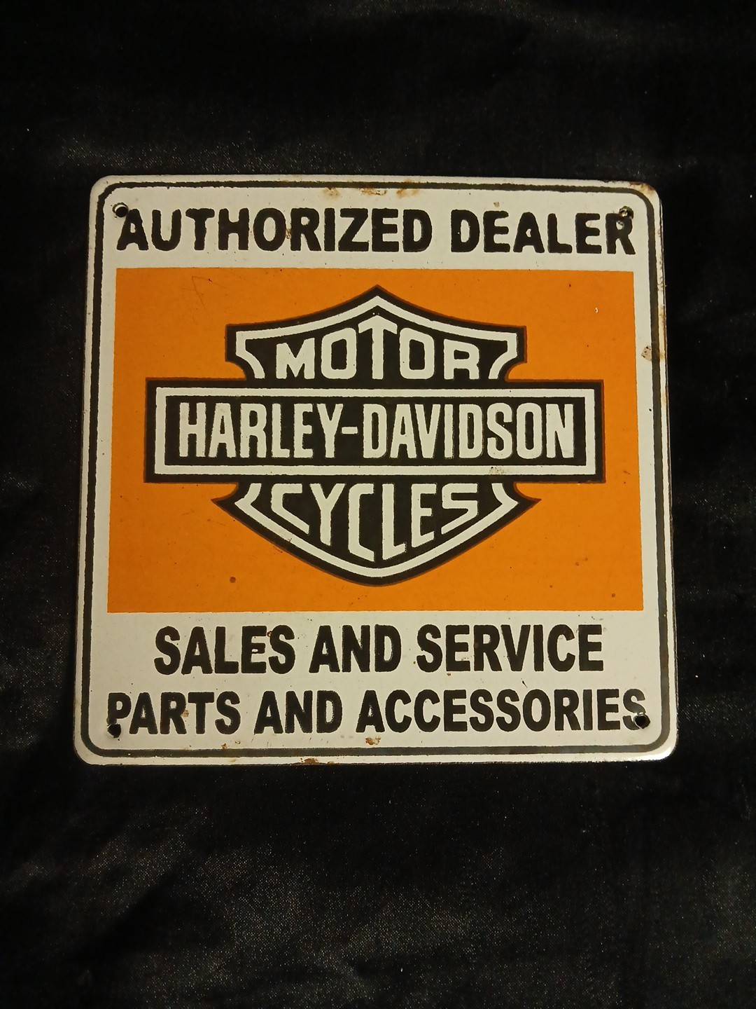 Vintage Harley Davidson Motorcycle Sign – Porcelain Sales Dealer Gas Pump Sign