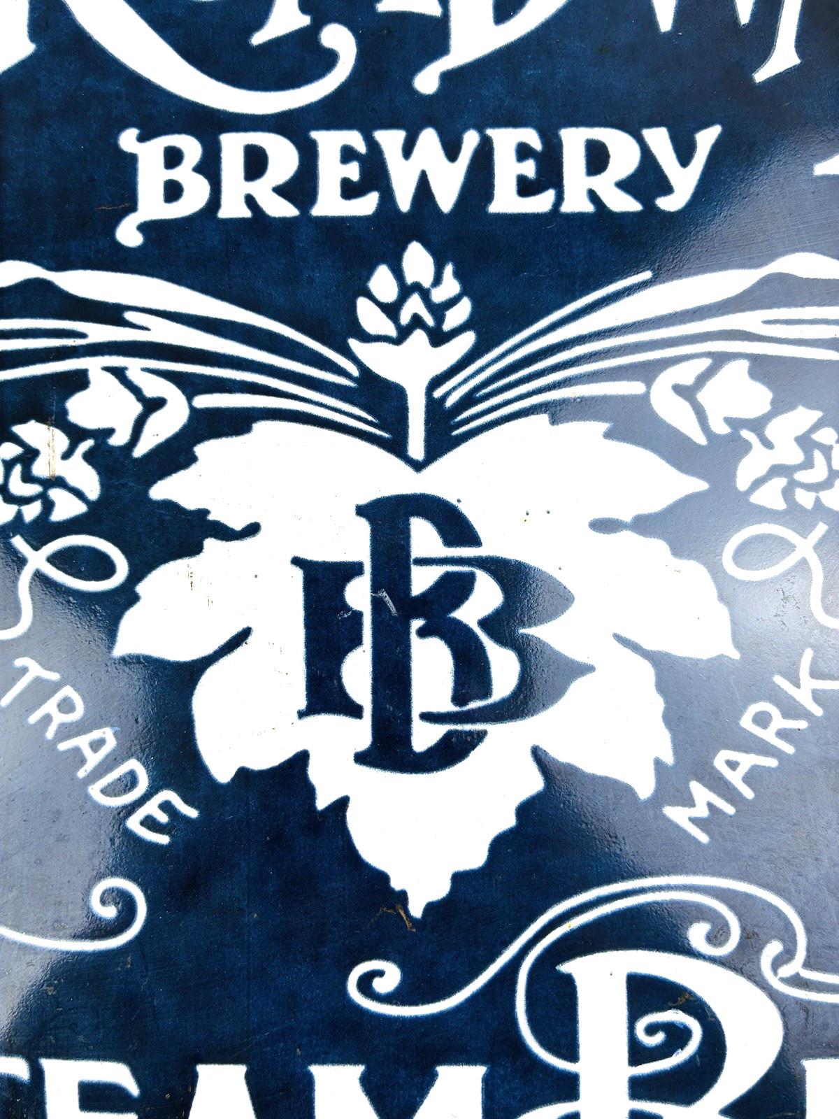 VINTAGE 12×9″ BROADWAY BREWERY STEAM BEER SF PORCELAIN PUMP STATION GAS OIL SIGN