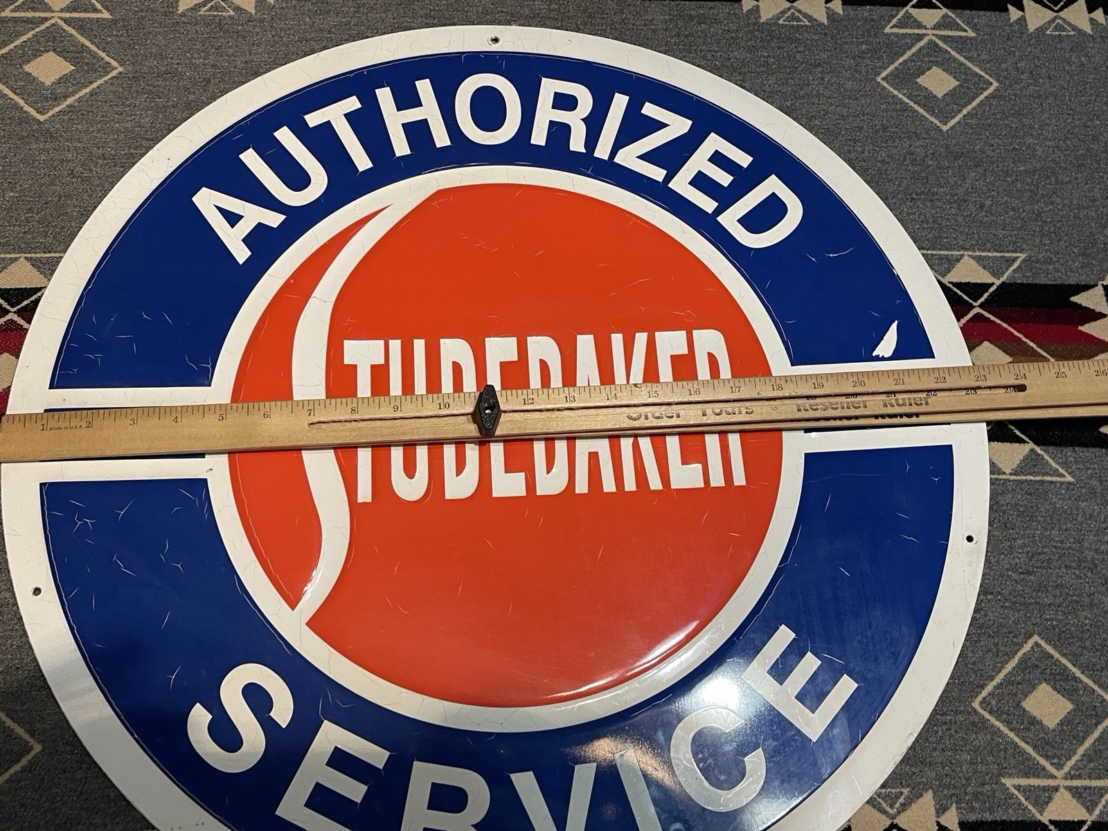Vintage Studebaker Authorized Service Embossed Aluminum Advertising Sign 23” P1