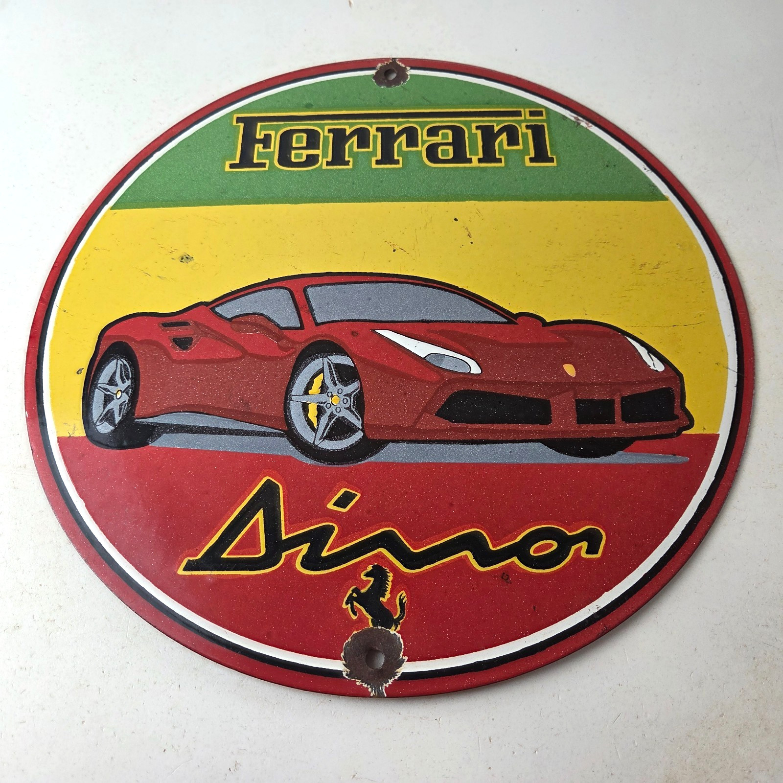 Vintage Ferrari Dino Sports Car Sign – Auto Service Dealer Gas Porcelain Sign