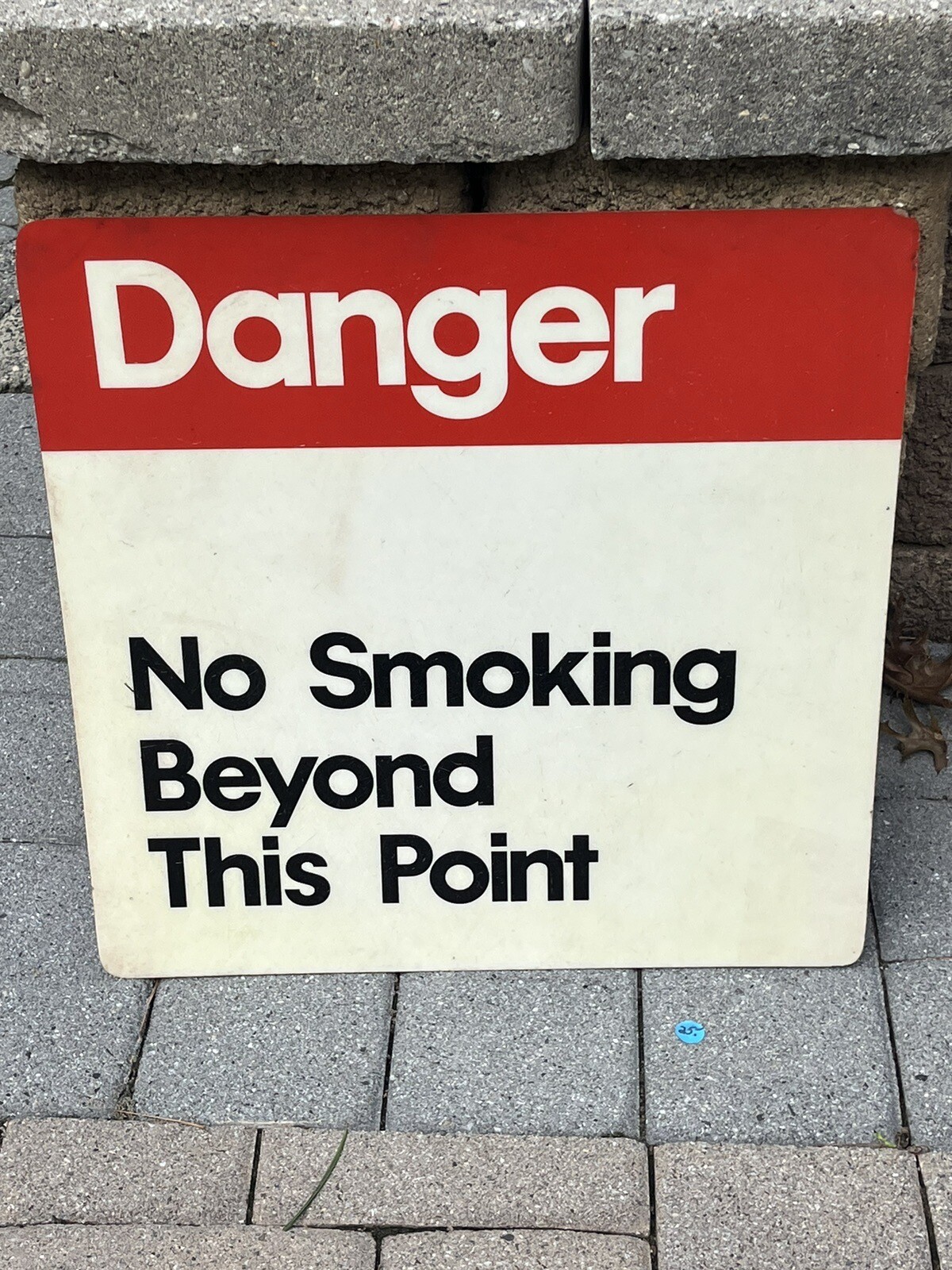 Vintage Fiberglass Danger Sign “No Smoking Beyond This Point” 20″ × 20″