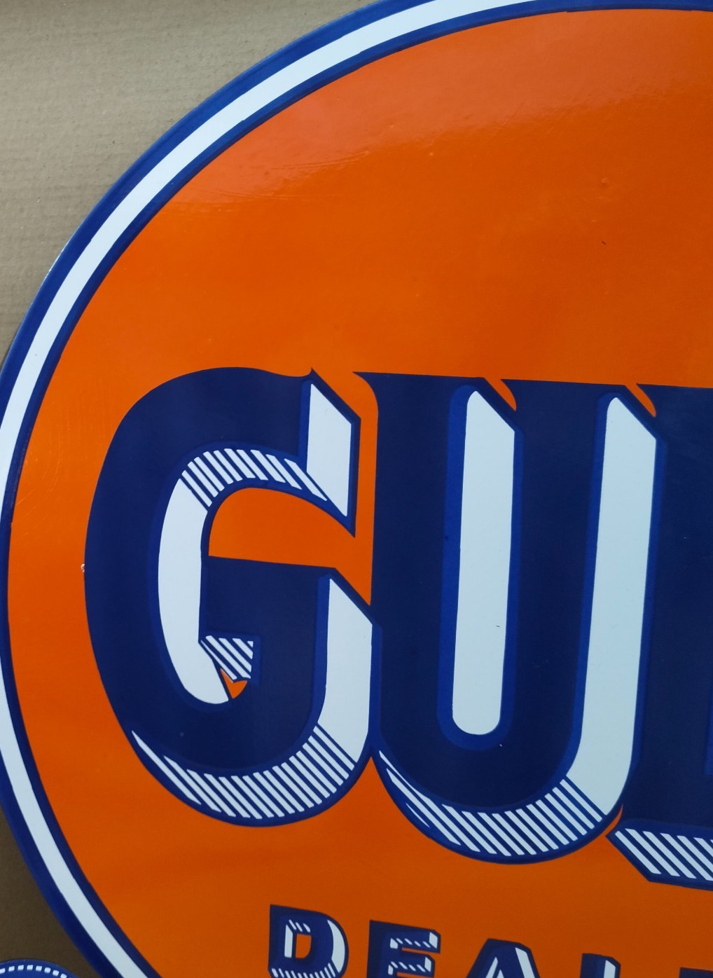 Gulf Dealer porcelain Enamel Sign 30 x 30 Inches 1 Sided