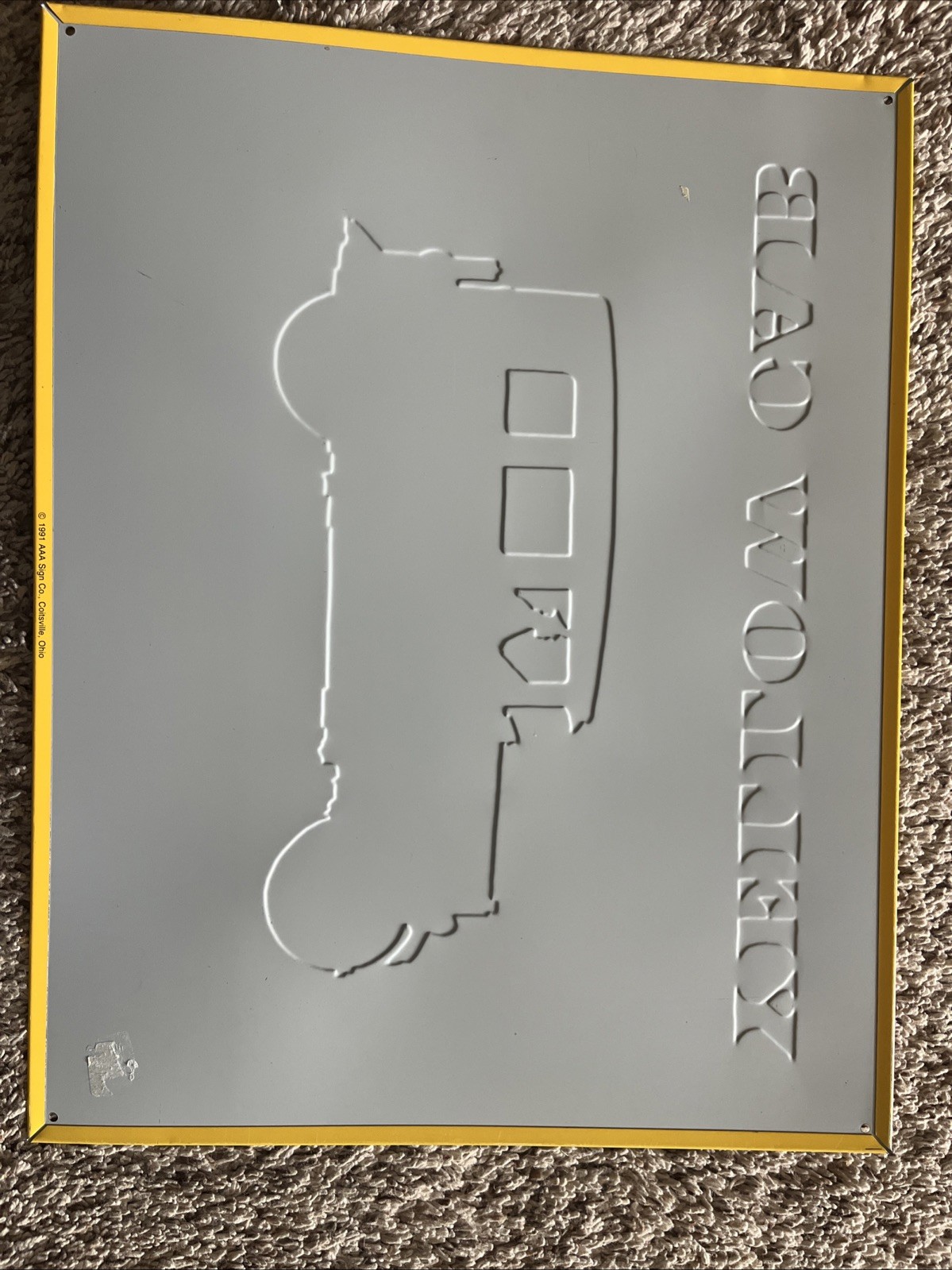 Yellow cab metal sign 15″x12″ Embossed