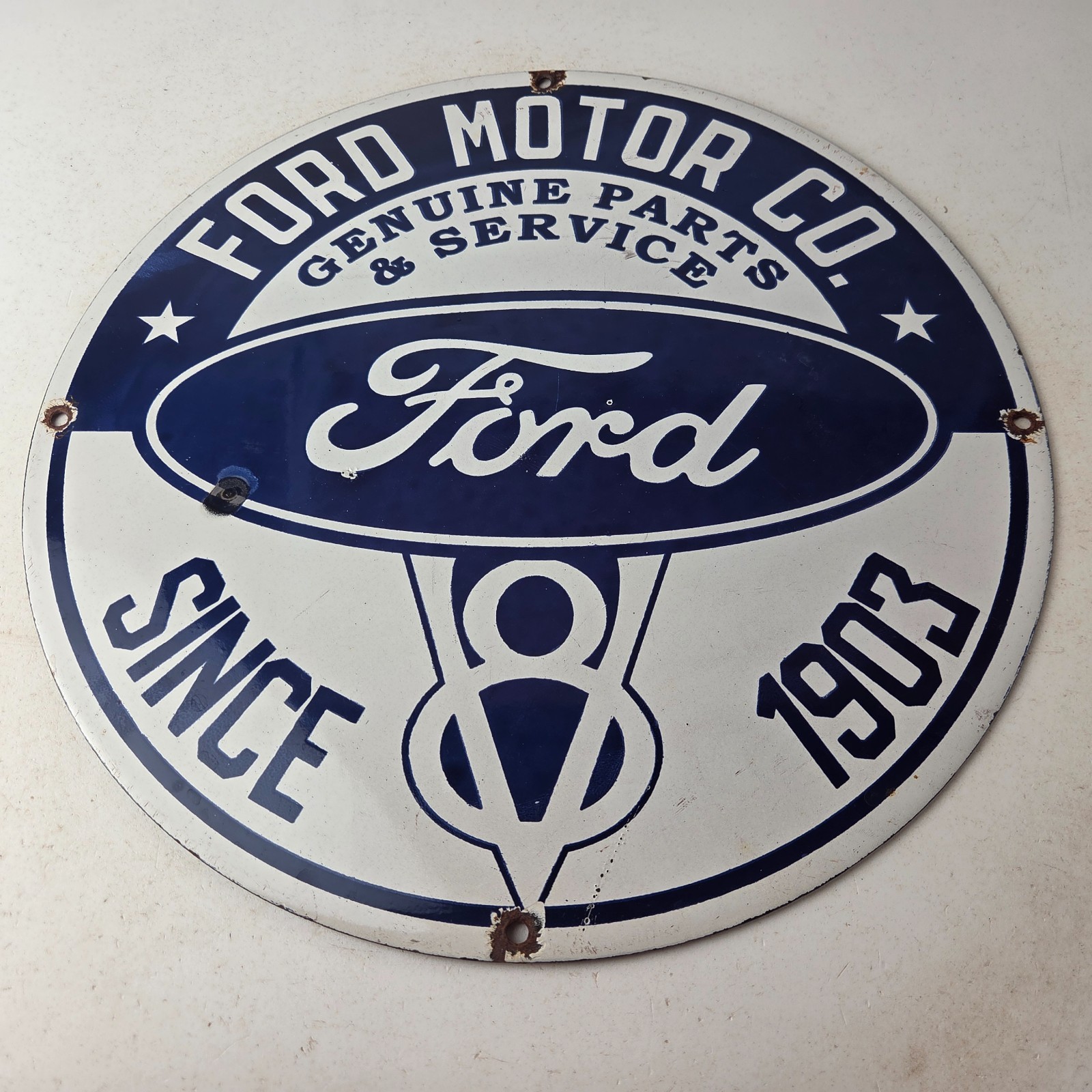 Two Vintage Ford Motors Service Dealership Porcelain Signs