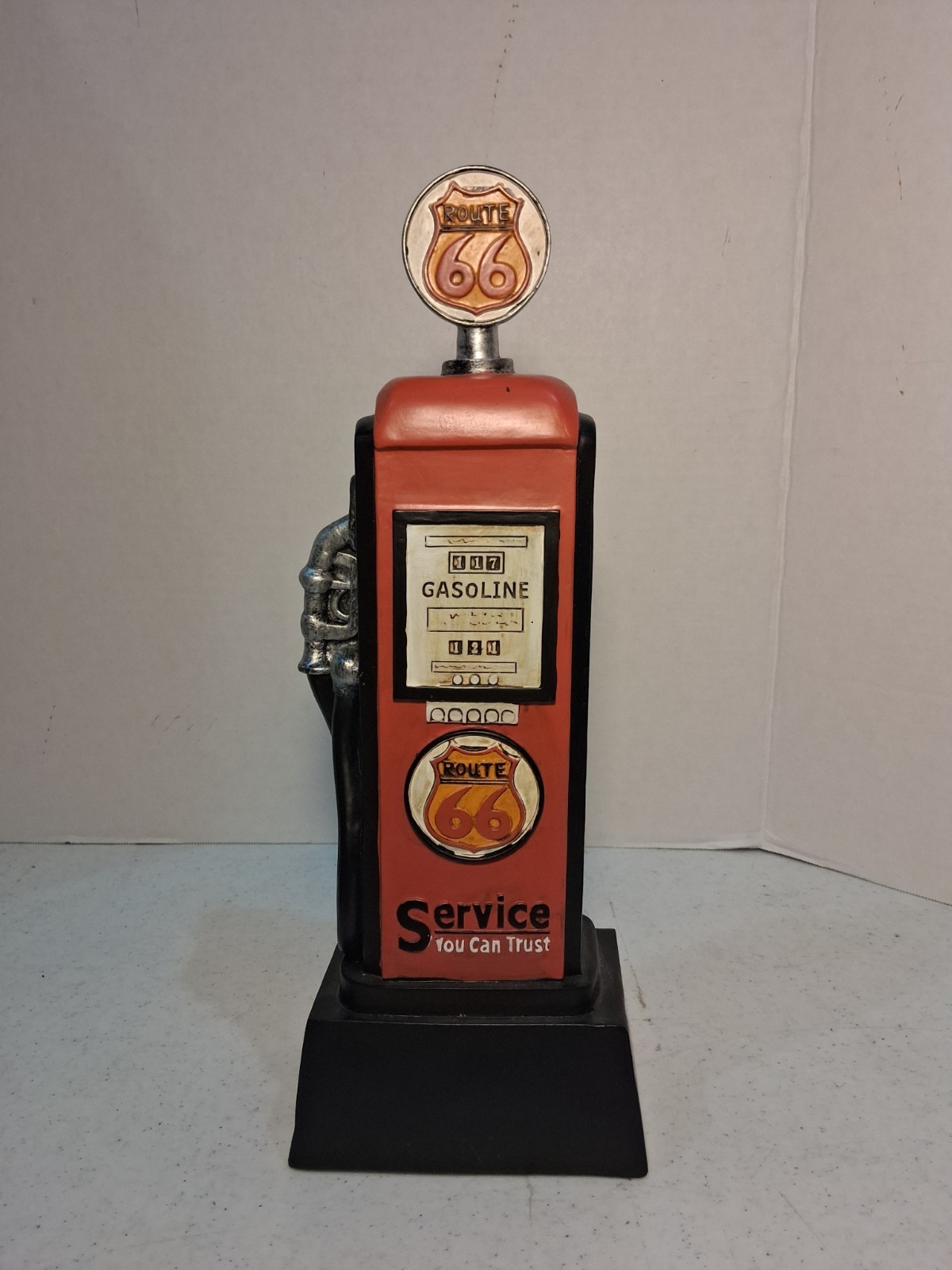 Route 66 Gas Pump Statue; Resin; Retro/Garage/Man Cave “Decor 11” Brand; NOOB