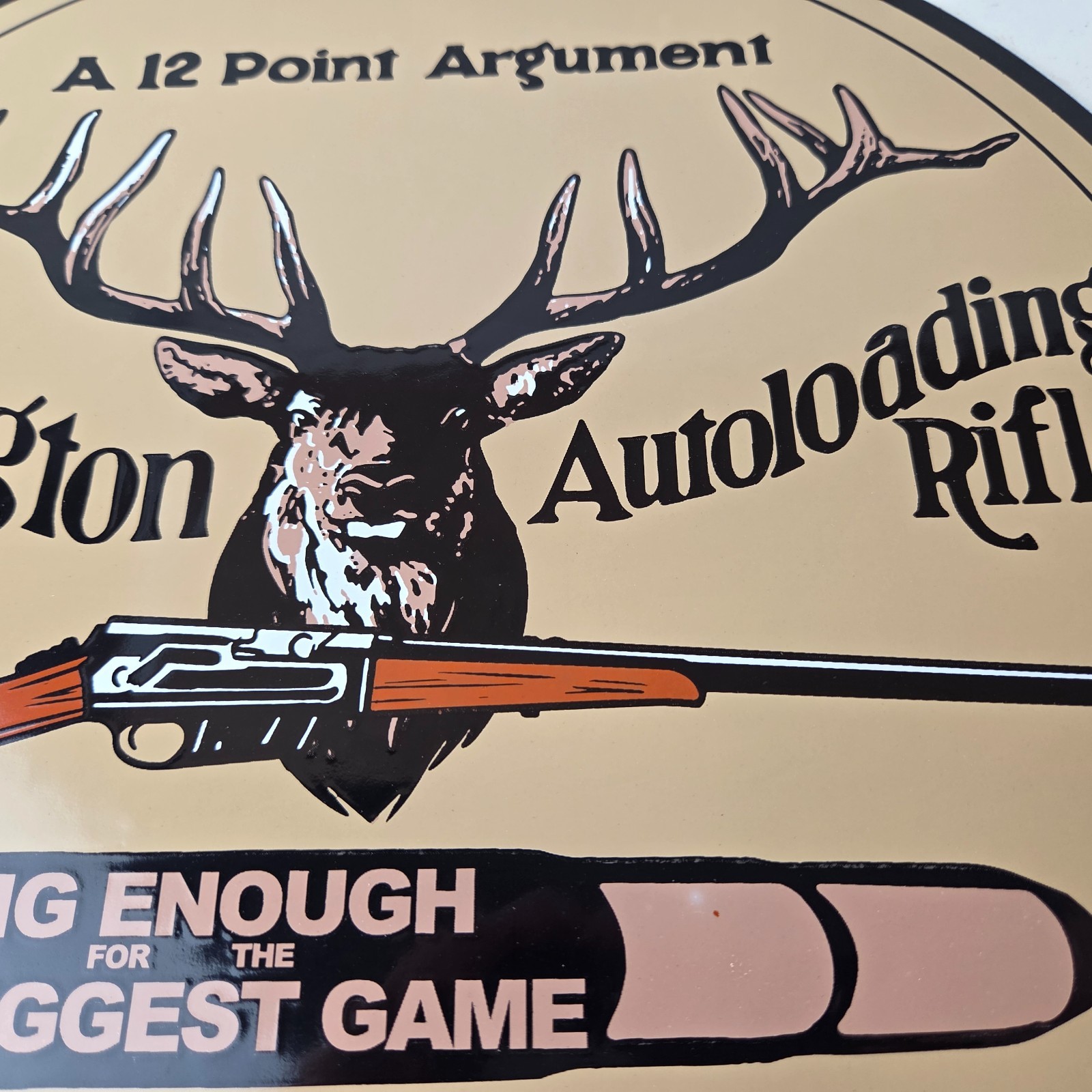 Vintage Remington Porcelain Sign – Firearms Rifles Deer Ammo Guns Gas Pump Sign