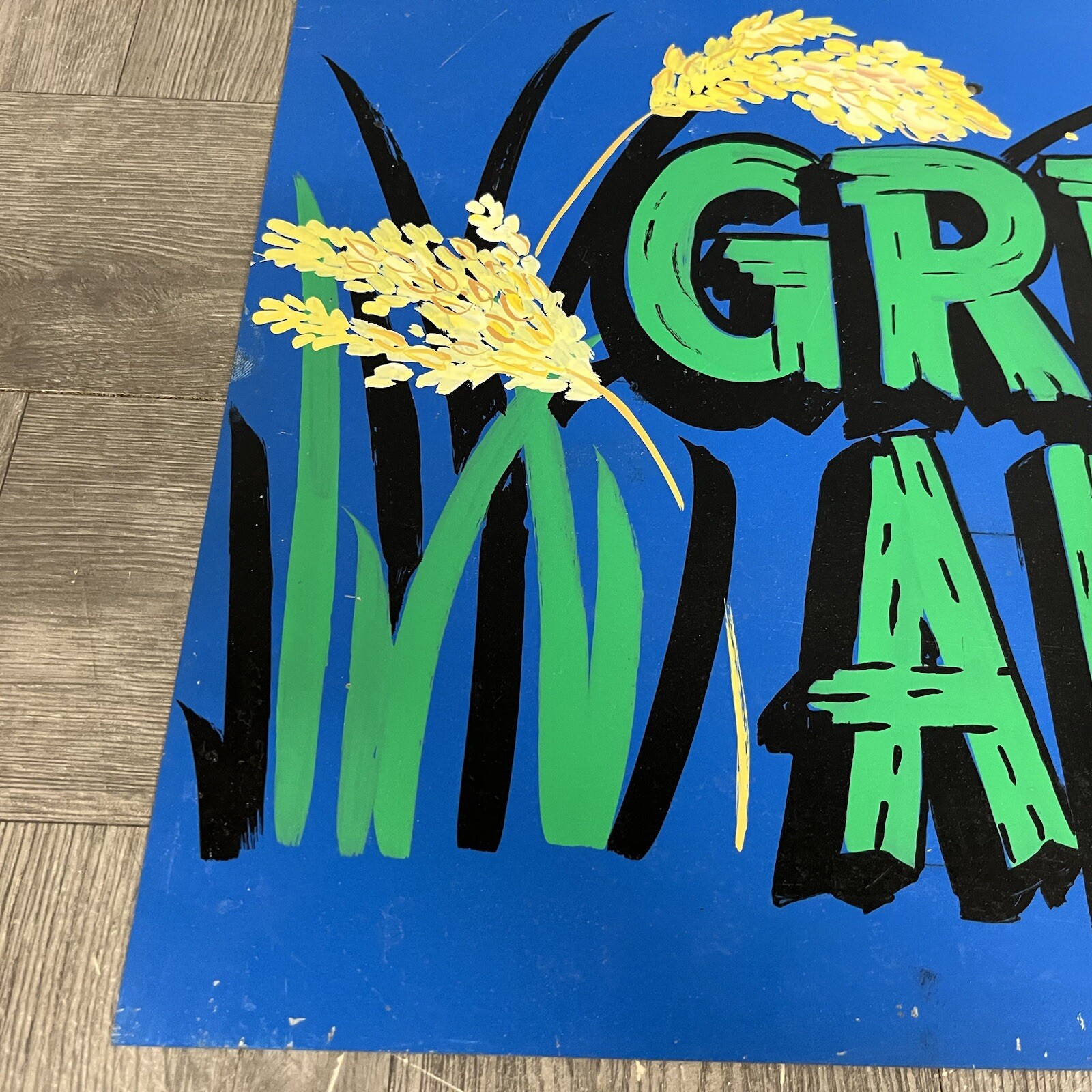 Vintage Green Akers (acres) Sign Hand Painted Folk Art Garden Greenhouse 16″x12″