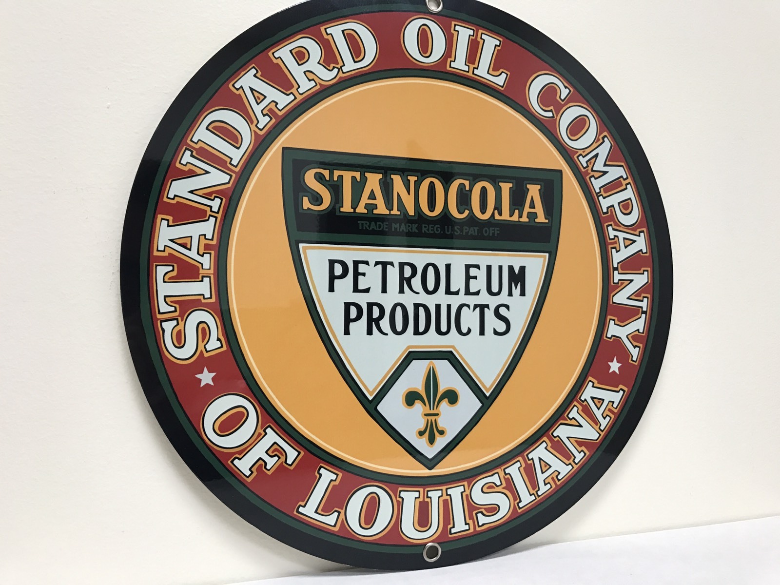 Standard Oil Company Of Louisiana Stanocola Gas Gasoline metal Round sign
