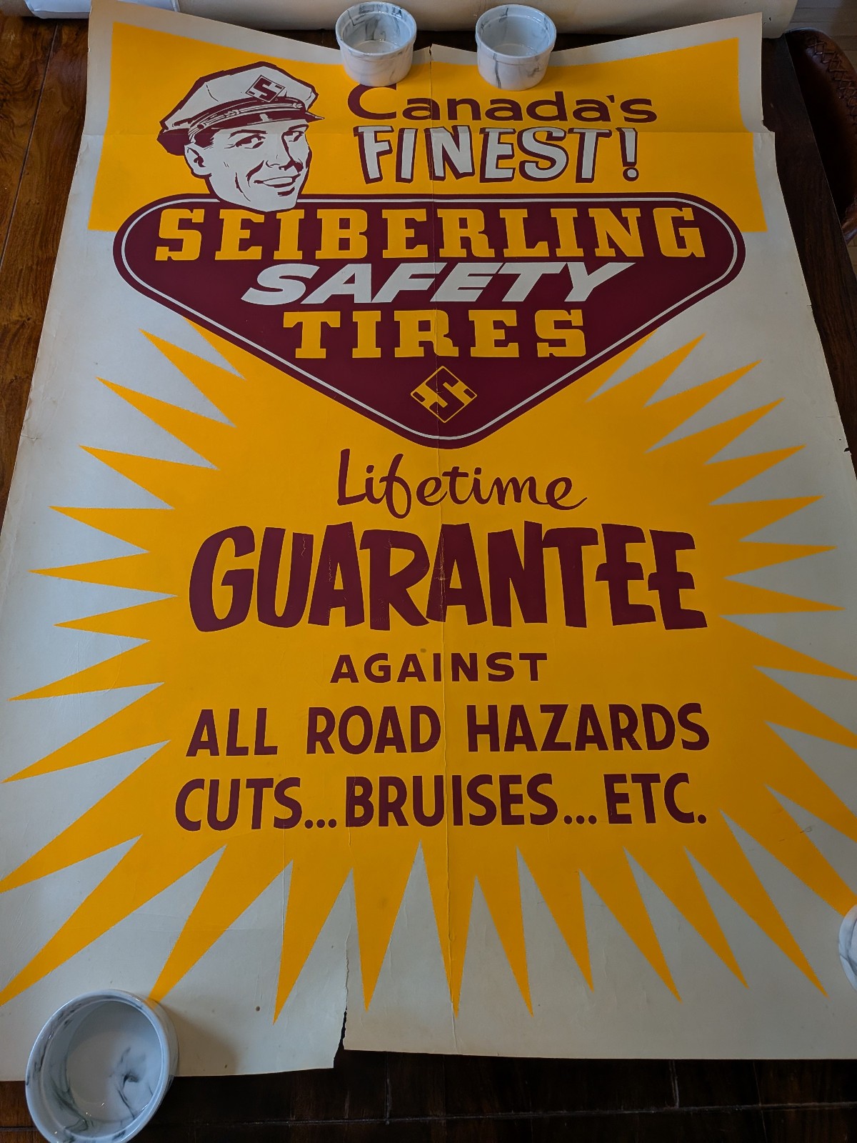 Vintage Seiberling Safety Tires Paper Poster Canada’s Finest Advertising Sign