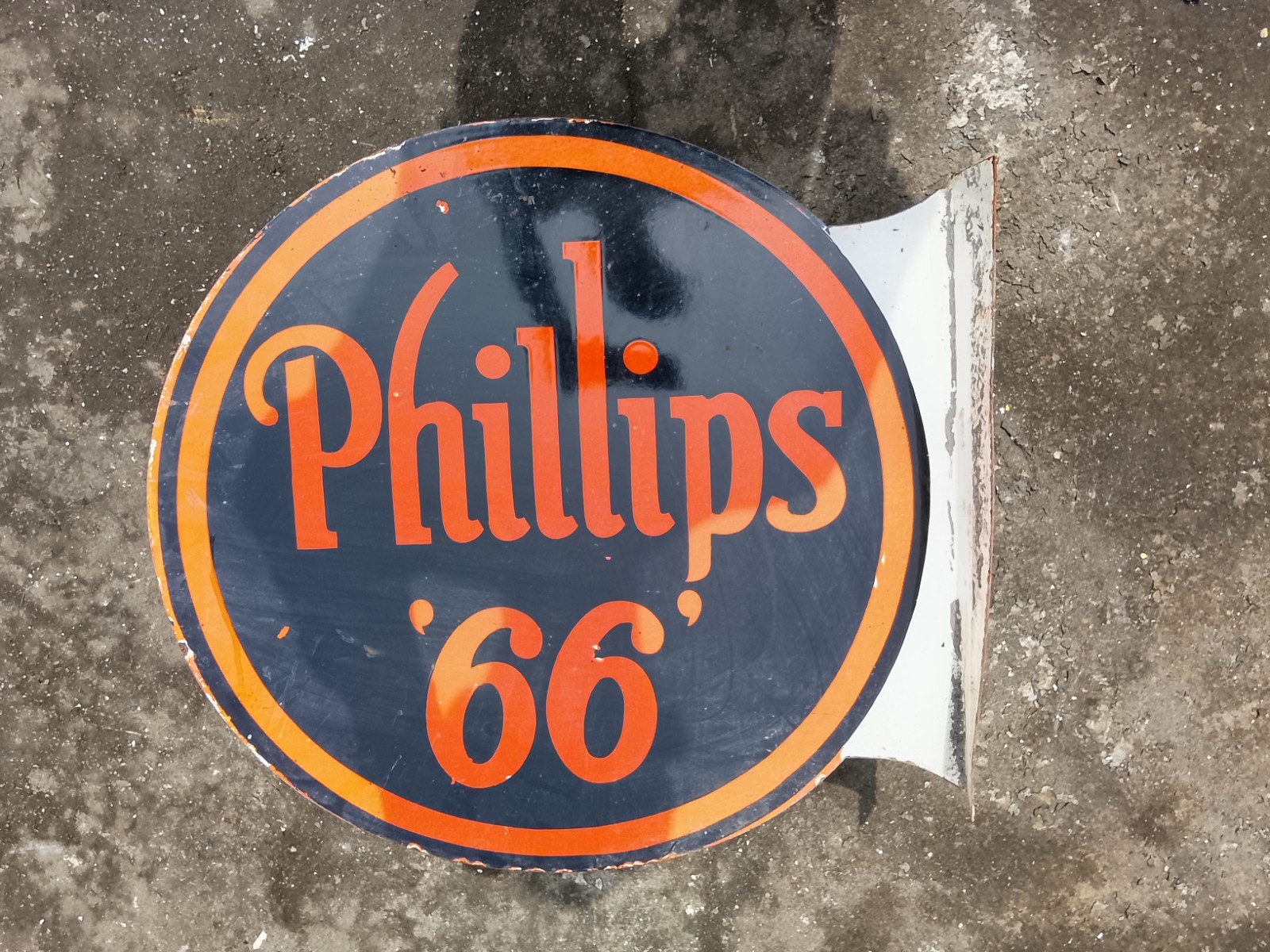 PORCELAIN PHILLIPS 66ENAMEL SIGN 24X24 INCHES DOUBLE SIDED WITH FLANGE