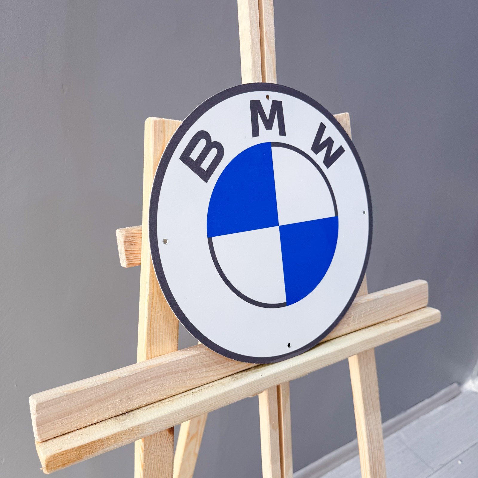 BMW White Round Logo Heavy Metal Sign 30 cm (11.8”) Clean Garage Wall Decor