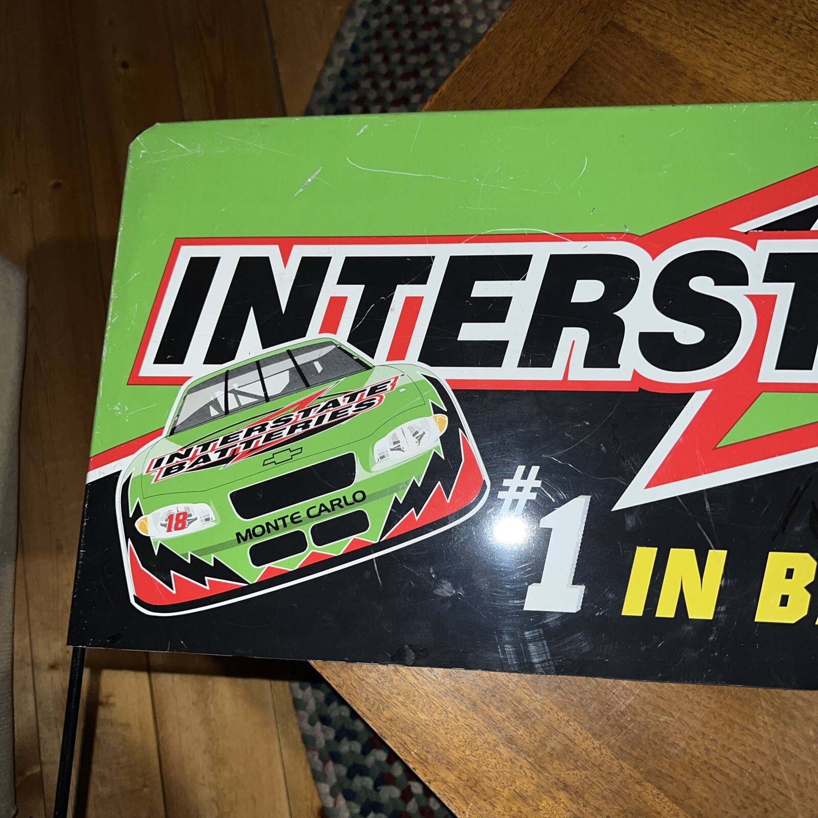 Interstate #1 in Batteries double sided metal sign nascar vintage w frame 18 car
