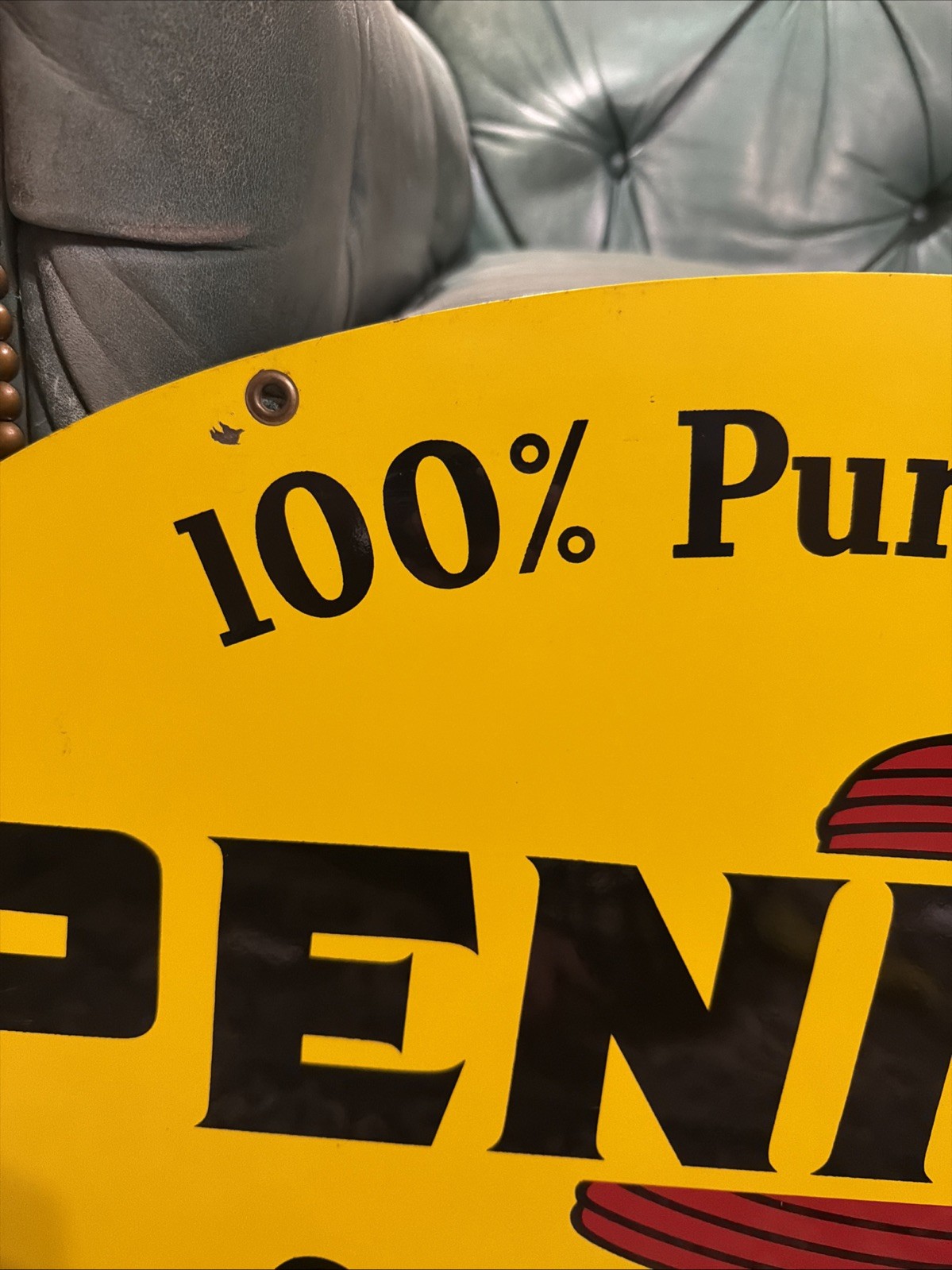 NICE DOUBLE SIDED ORIGINAL PENNZOIL GAS OIL ADVERTISING SIGN