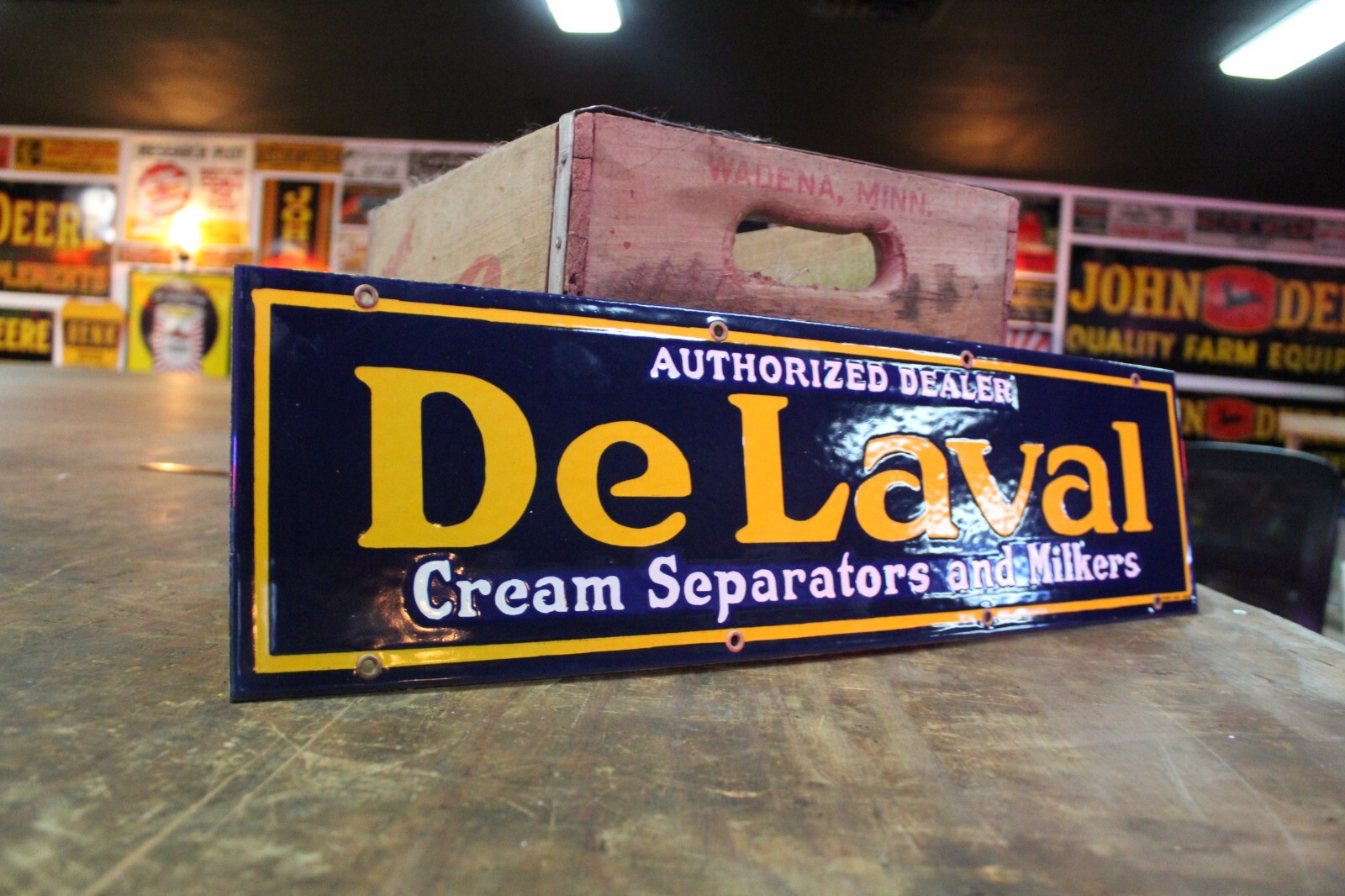 24″ DELAVAL CREAM SEPARATOR MILKER PORCELAIN METAL SIGN GAS OIL FARM BARN COW IH