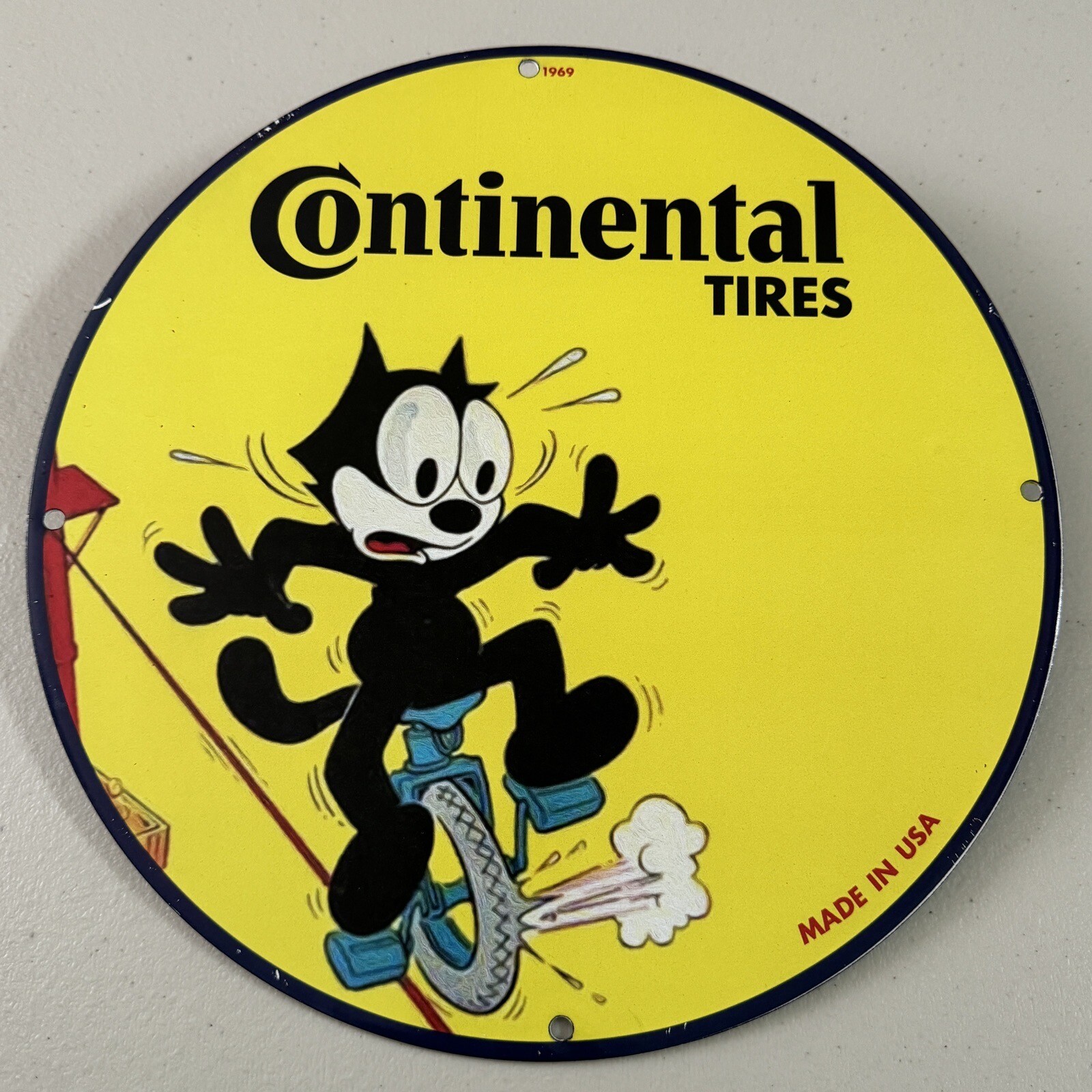 VINTAGE CONTINENTAL TIRES PORCELAIN GAS OIL AUTO REPAIR SERVICE SHOP PUMP SIGN