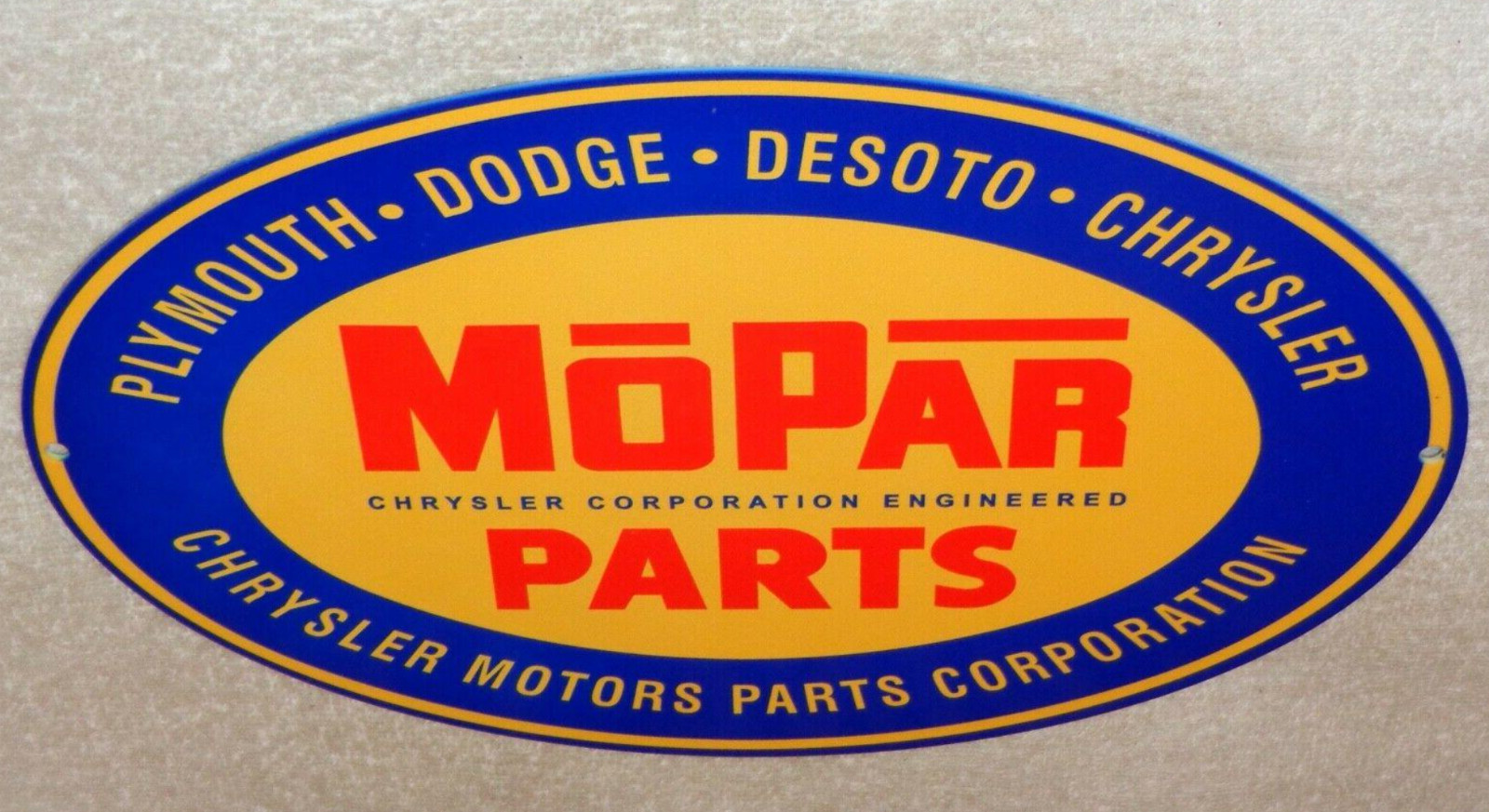 VINTAGE MOPAR PARTS CHRYSLER DODGE PLYMOUTH 1′ METAL CAR TRUCK GASOLINE OIL SIGN