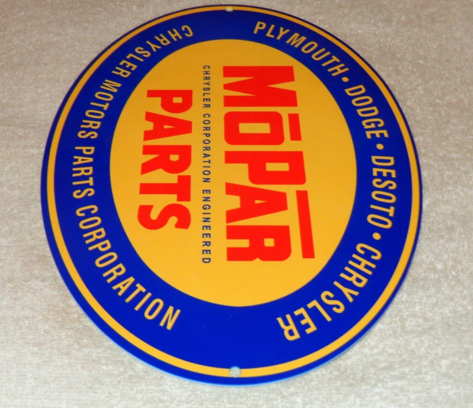 VINTAGE MOPAR PARTS CHRYSLER DODGE PLYMOUTH 1′ METAL CAR TRUCK GASOLINE OIL SIGN