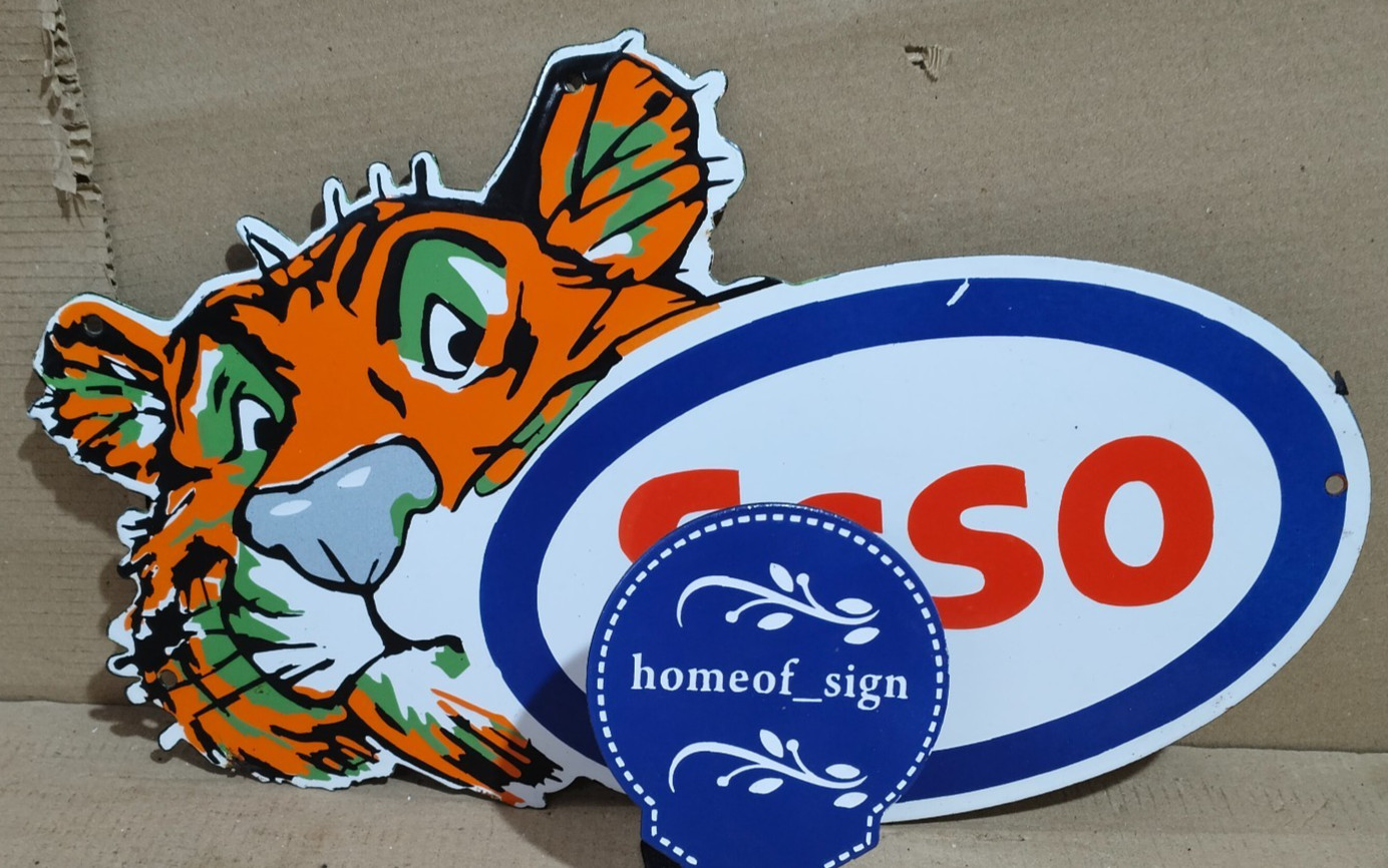 Esso Porcelain Enamel Sign 20.5 x 12.5 Inches 1 Sides