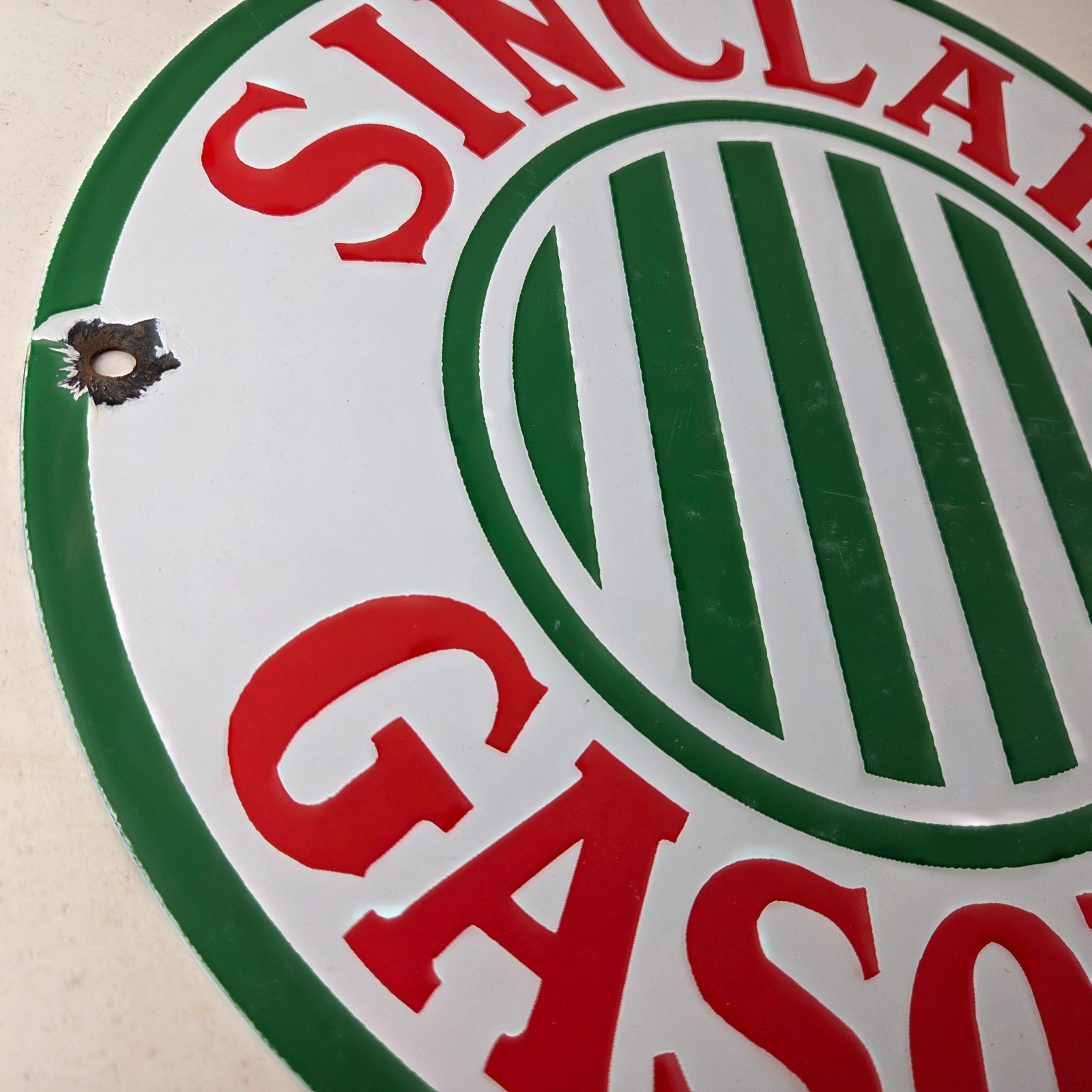 Vintage Sinclair Gasoline Porcelain – Service Station Gas Pump Plate Sign