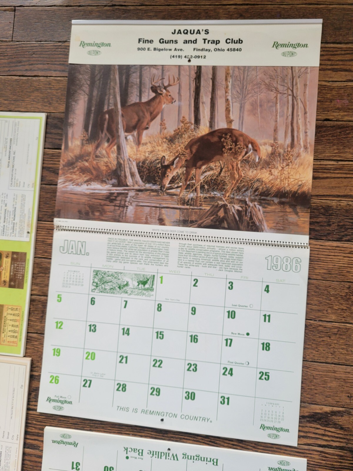 Vintage REMINGTON calendar lot RIFLE target deer moose bear hunting sign