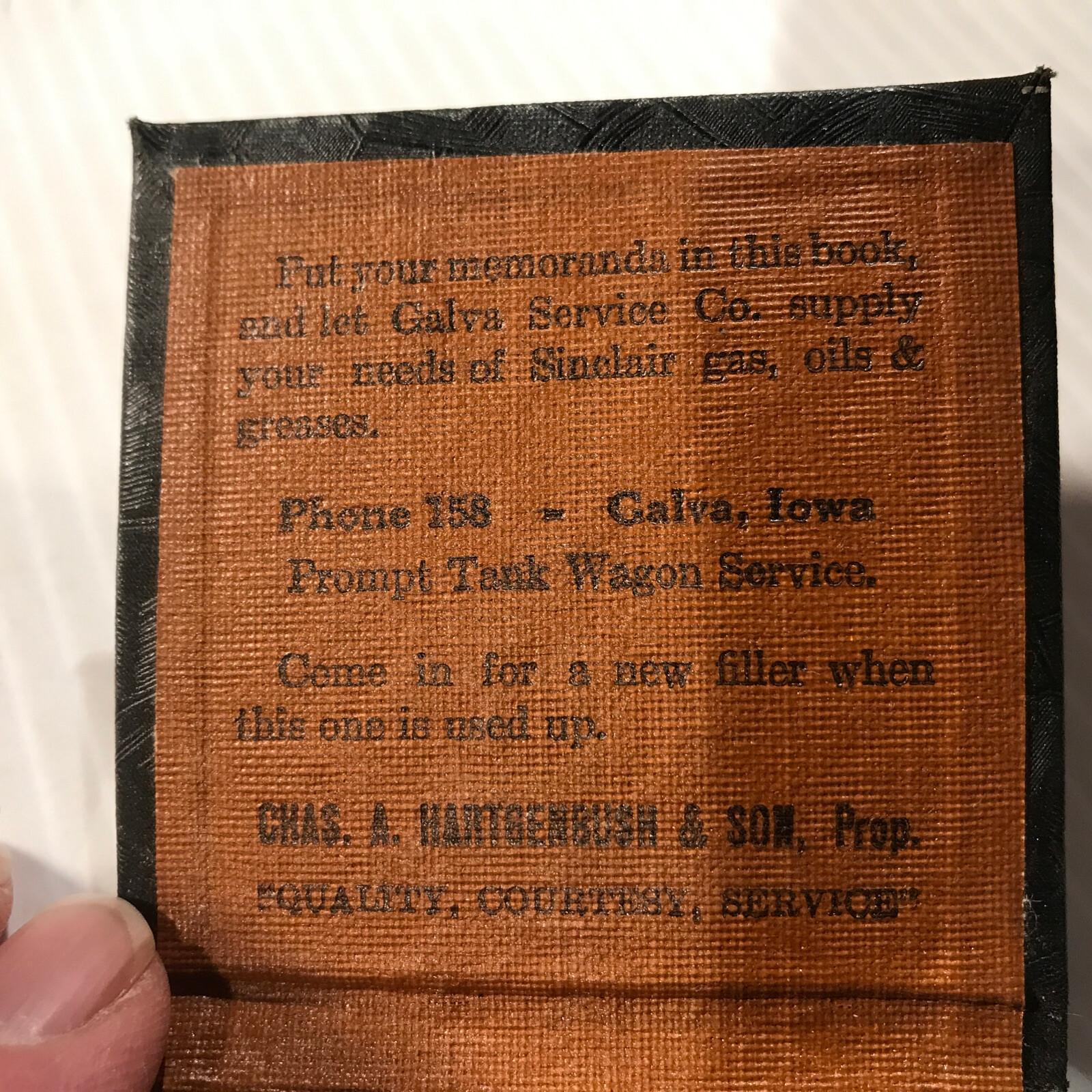 Vintage Sinclair Oil/Gas Mini Shopping List Memo Pad-Hartgenbush & Son-Galva, IA
