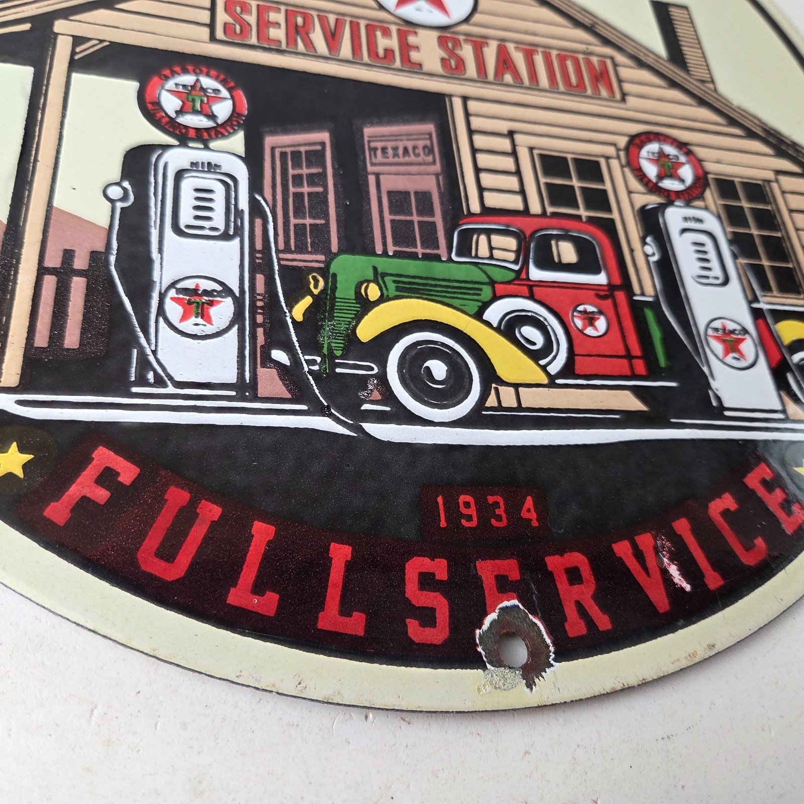 Vintage Texaco Gasoline Advertisement Sign – Gas Service Station Porcelain Sign
