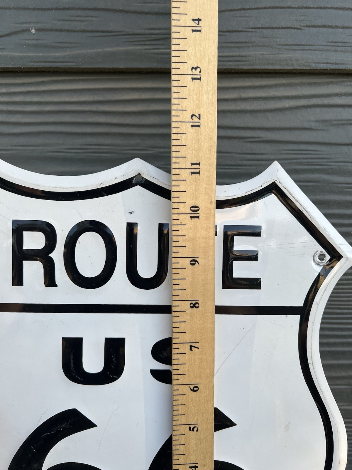 Vintage Route 66 Sign Weathered Porcelain Enameled Style Metal Sign