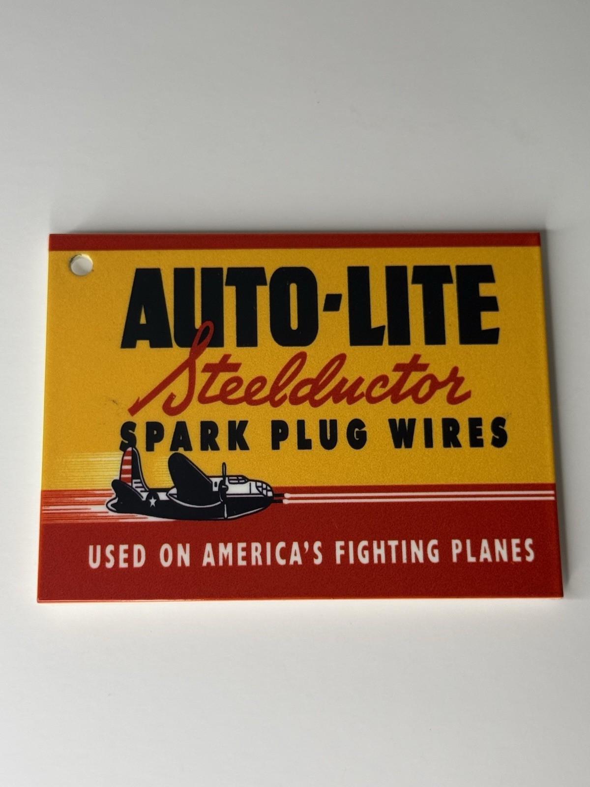 AutoLite Steelductor Spark Plug Wires Advertising Magnet Sign 4×3 Heavy Metal